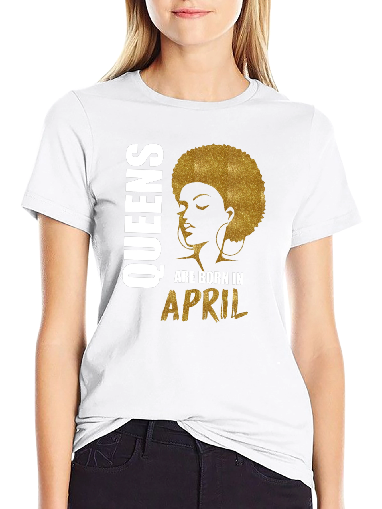 Queens Born in April Black T-Shirt