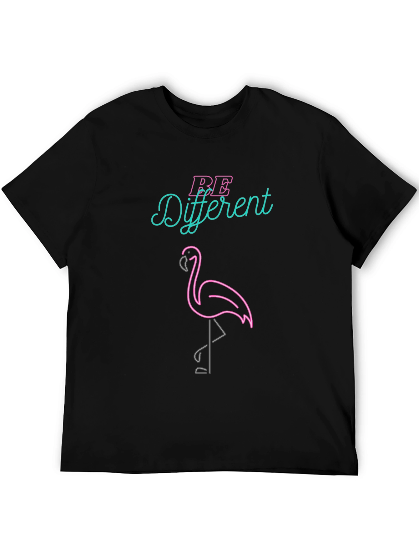 Be Different Flamingo Graphic Tee - Black