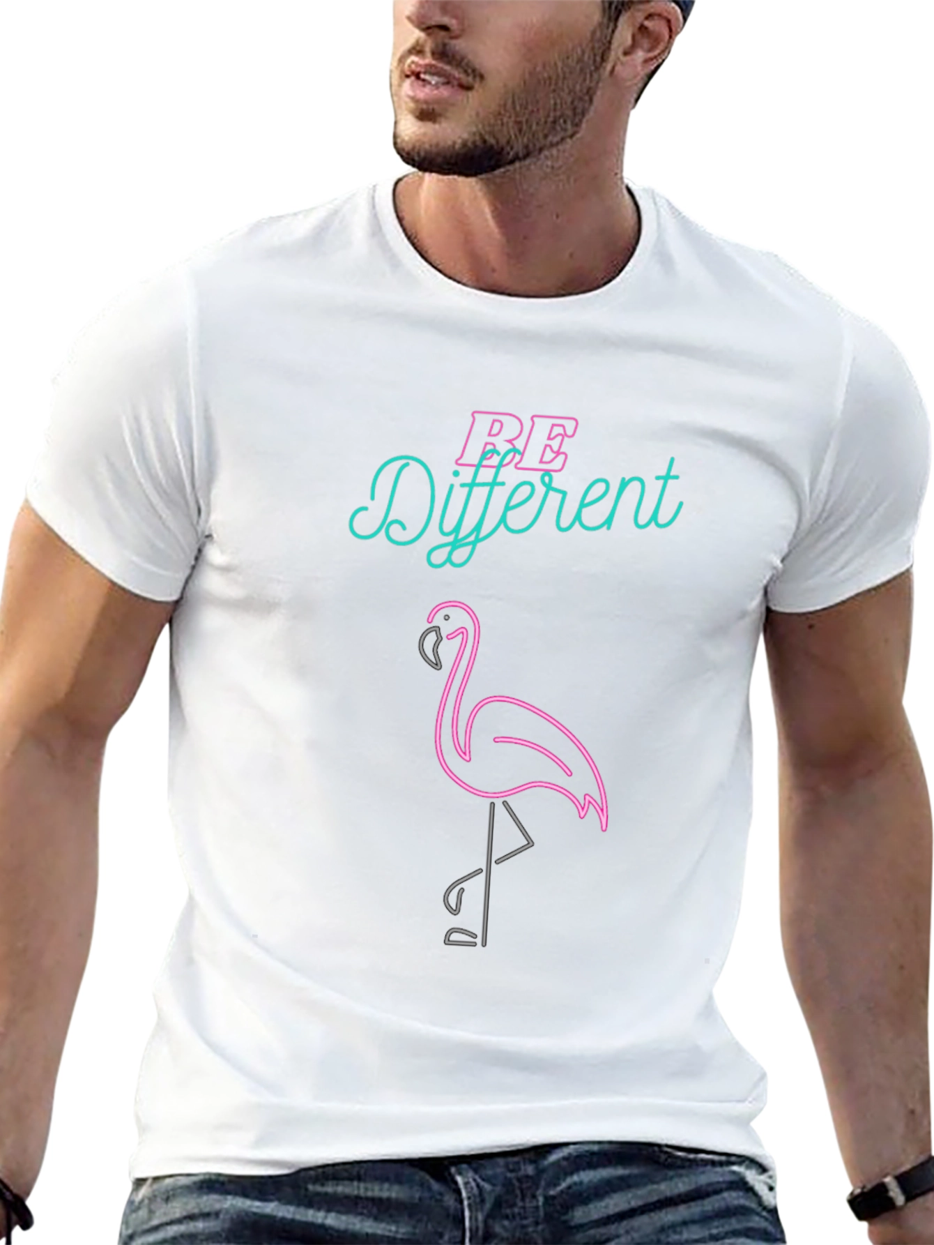 Be Different Flamingo Graphic Tee - Black