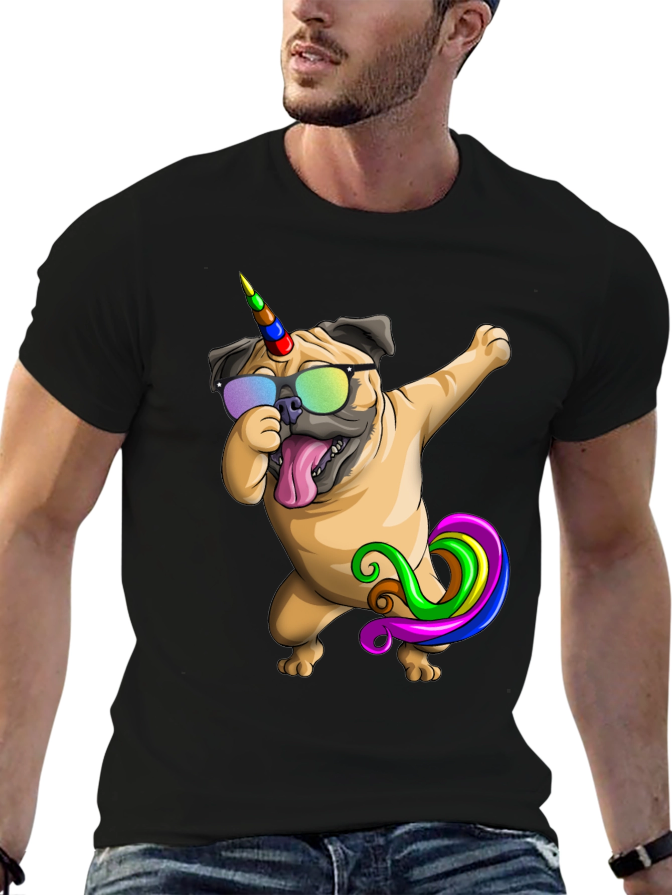 Dabbing Unicorn Pug T-Shirt