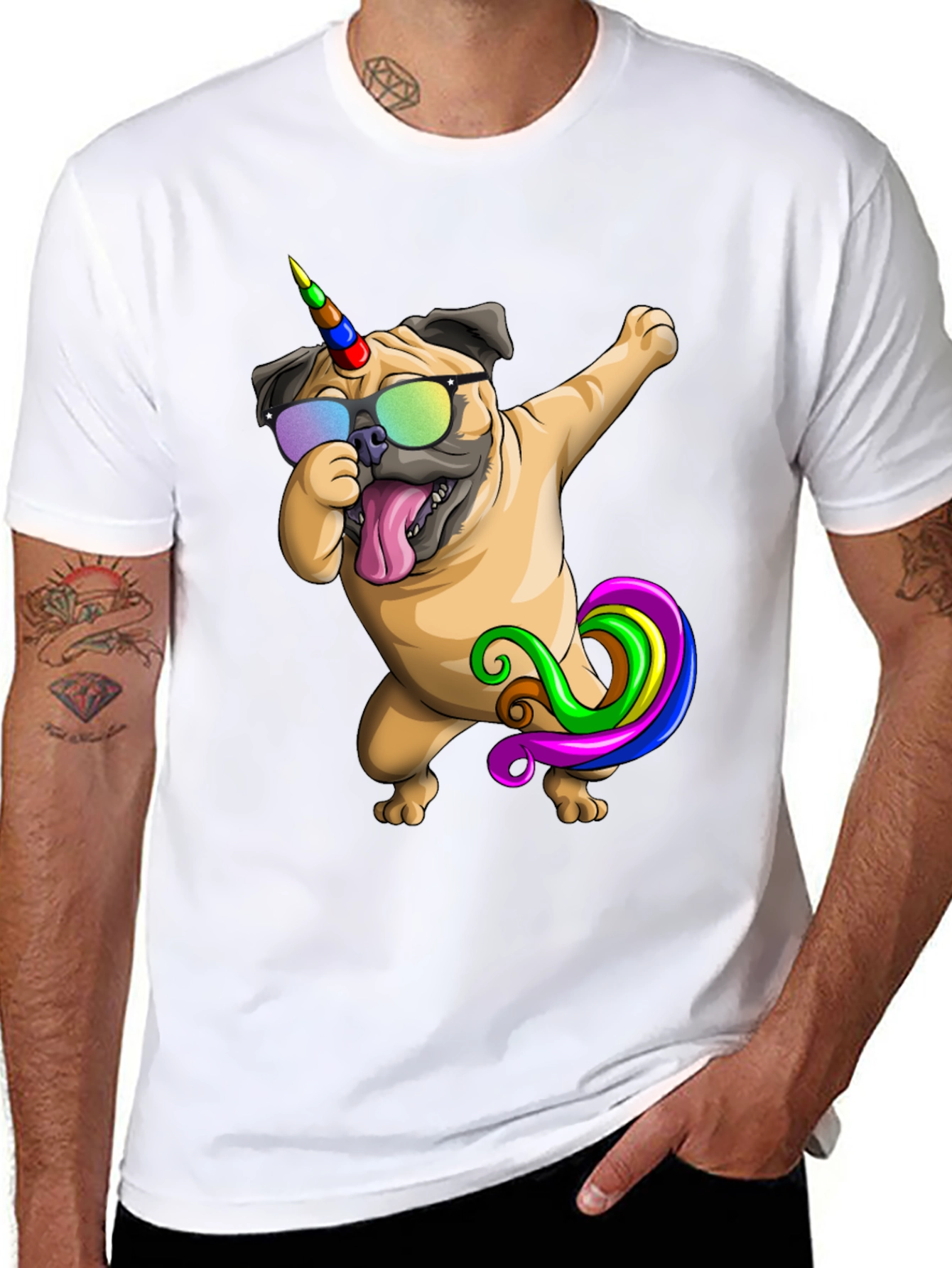 Dabbing Unicorn Pug T-Shirt