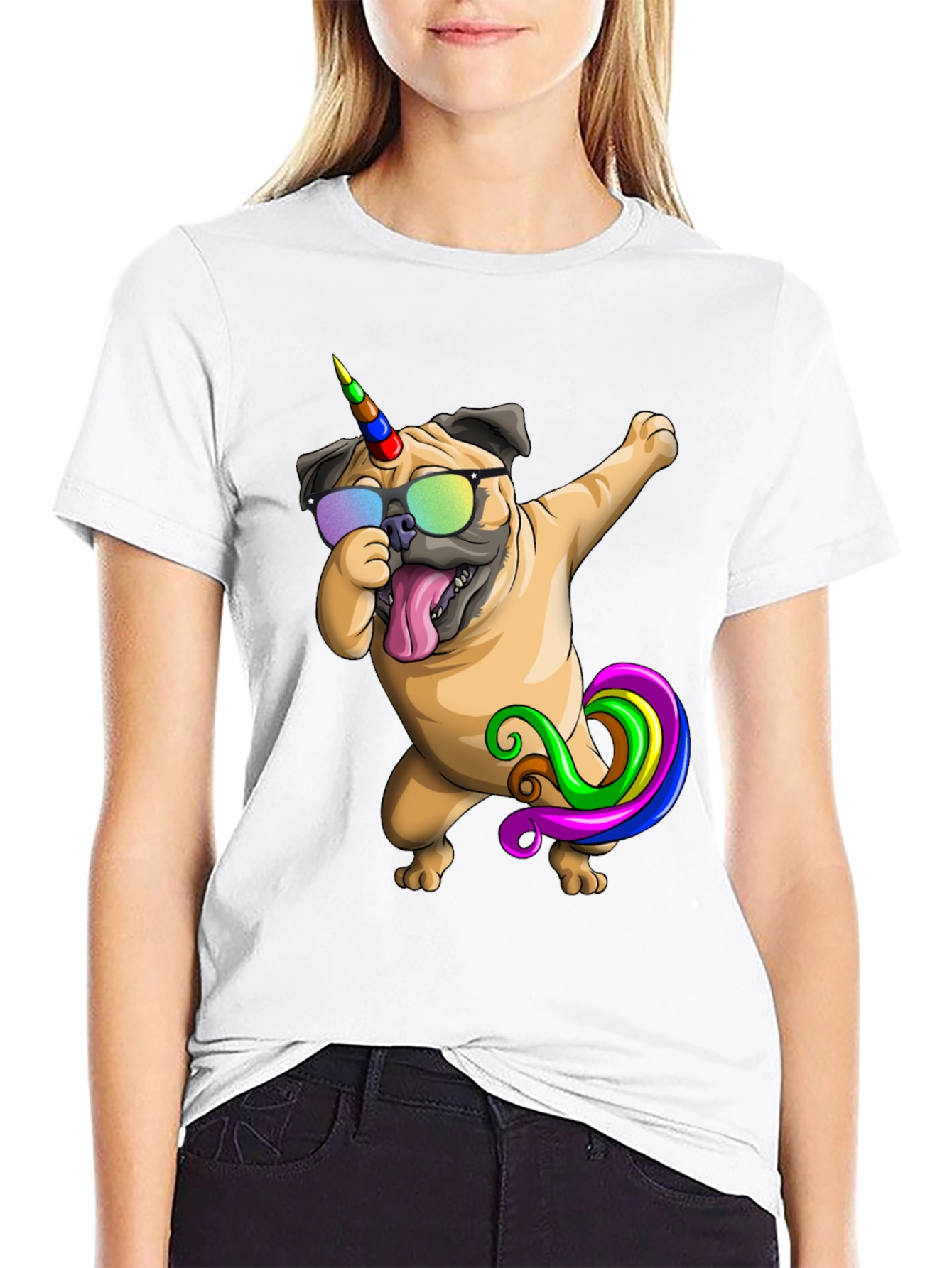Dabbing Unicorn Pug T-Shirt