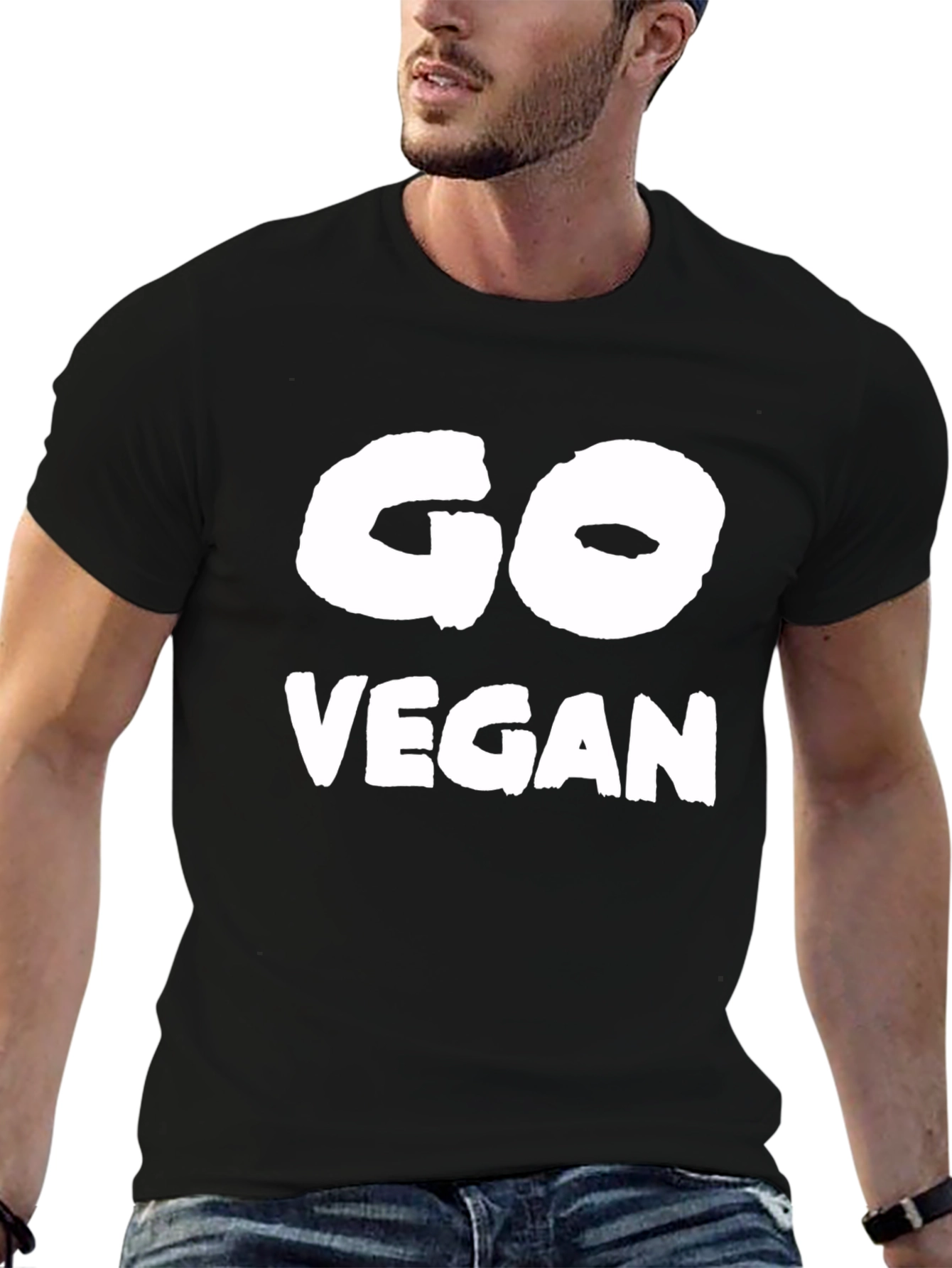 Go Vegan Tee - Black Graphic T-Shirt