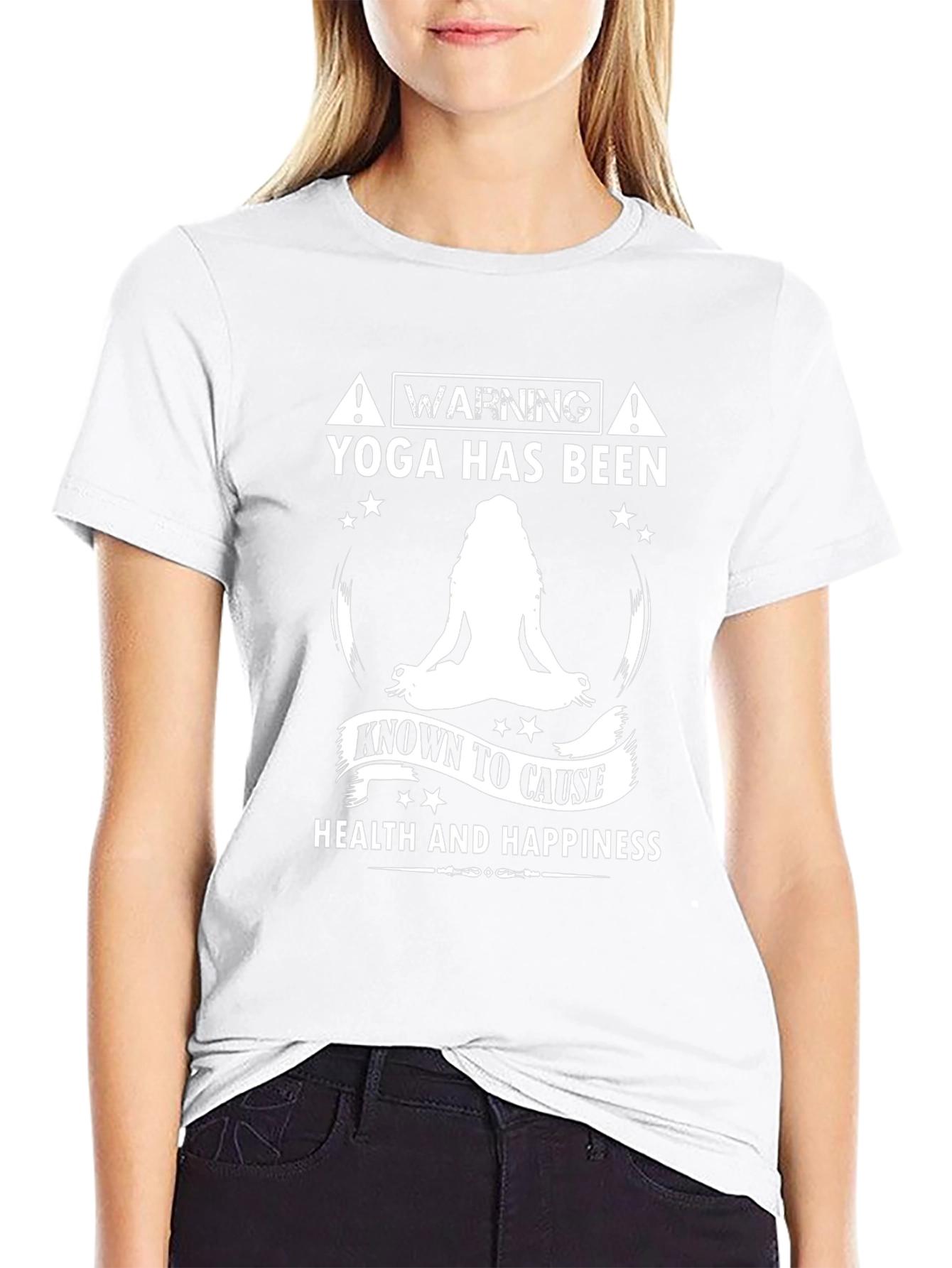 Yoga Health and Happiness Black T-Shirt