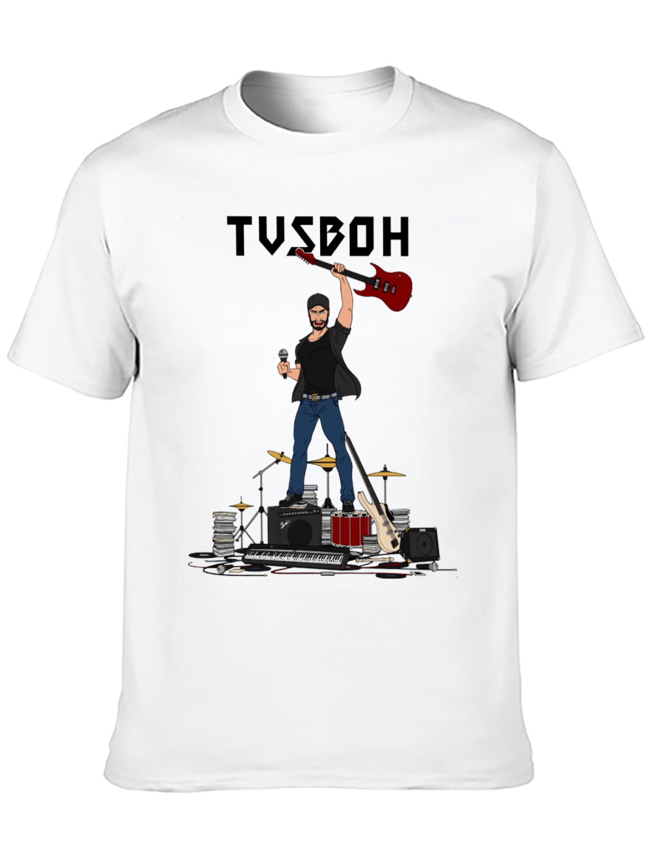 Musician Cartoon Graphic T-Shirt