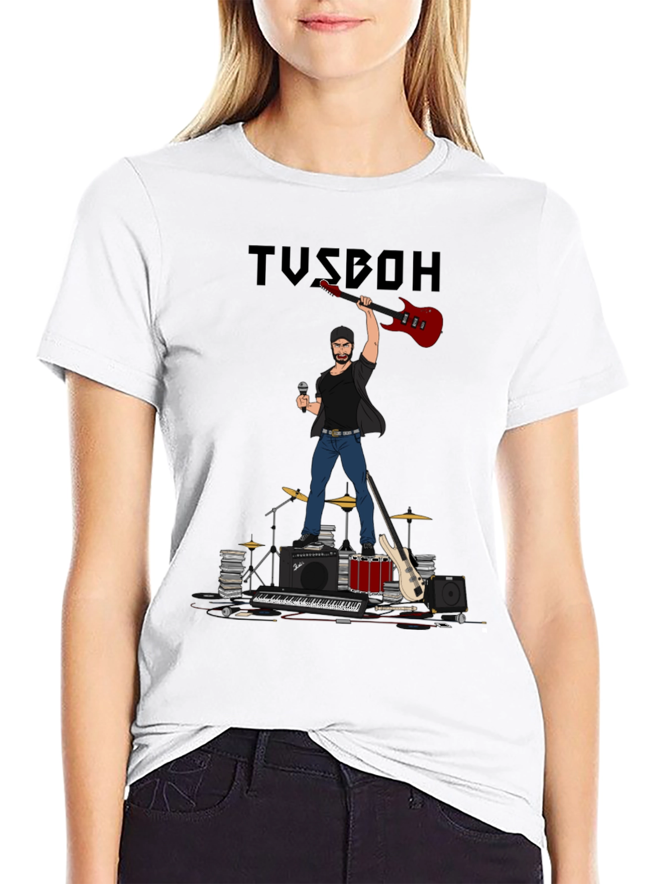 Musician Cartoon Graphic T-Shirt