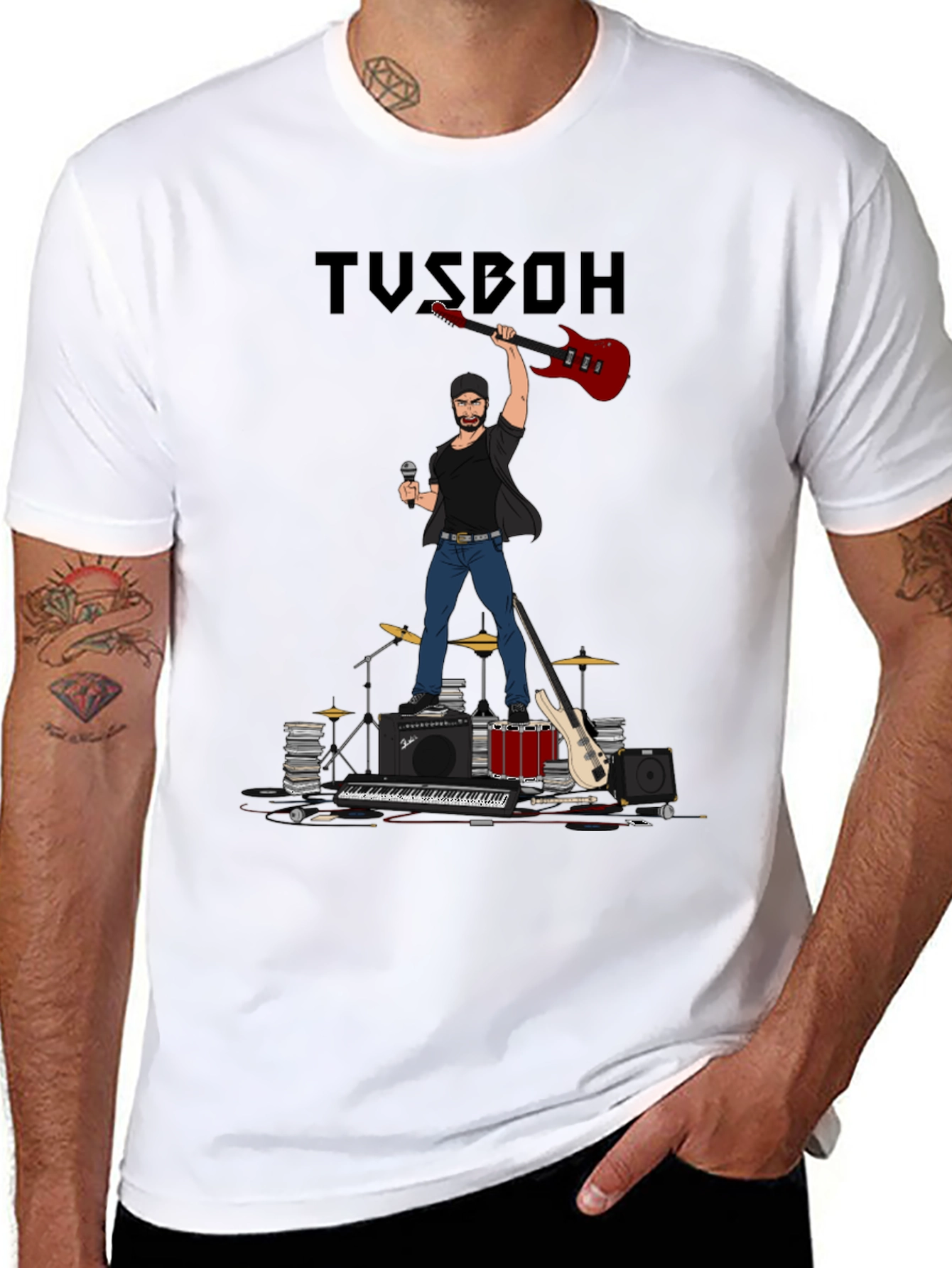 Musician Cartoon Graphic T-Shirt