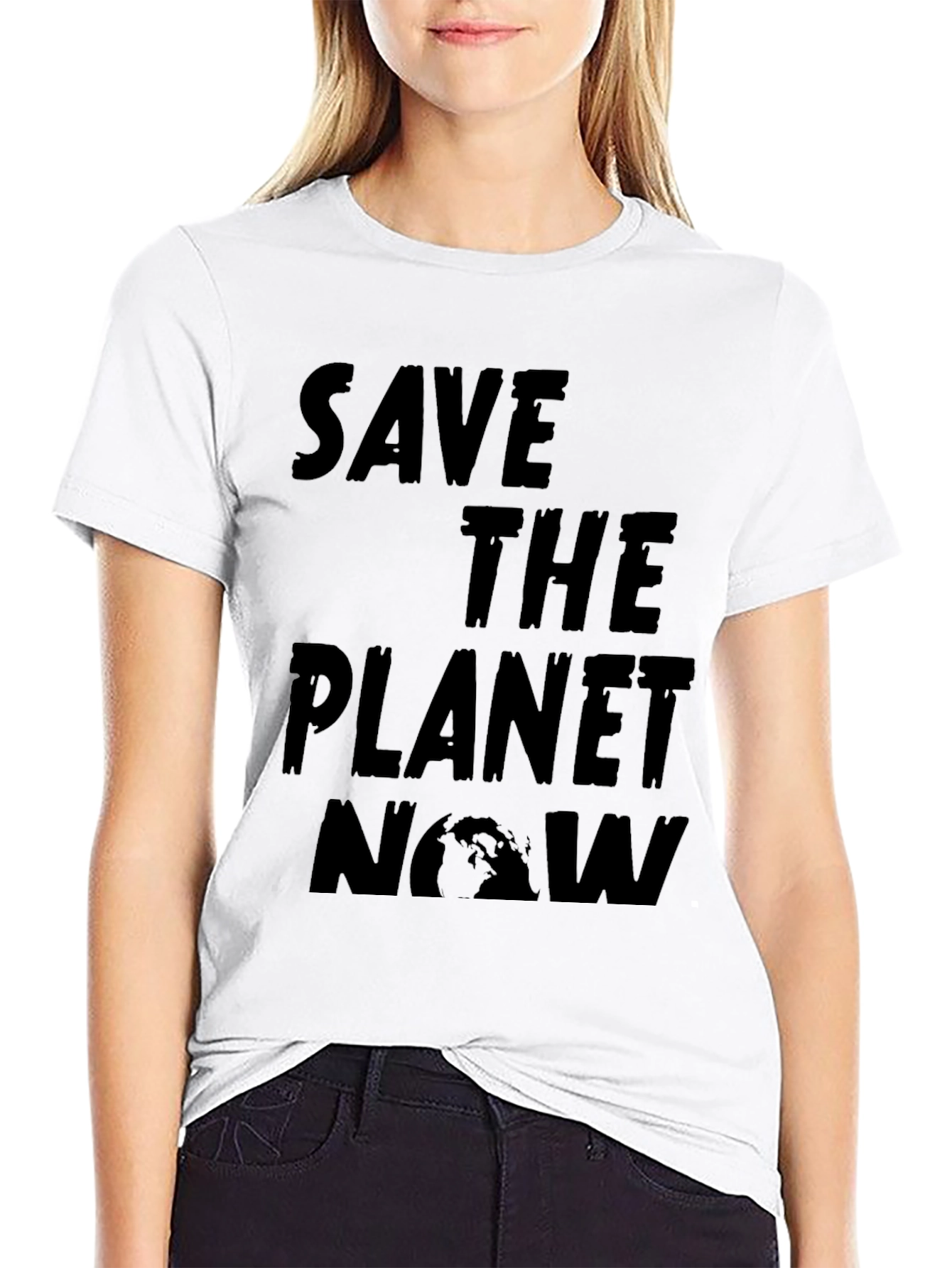 Save the Planet Now Black Graphic Tee