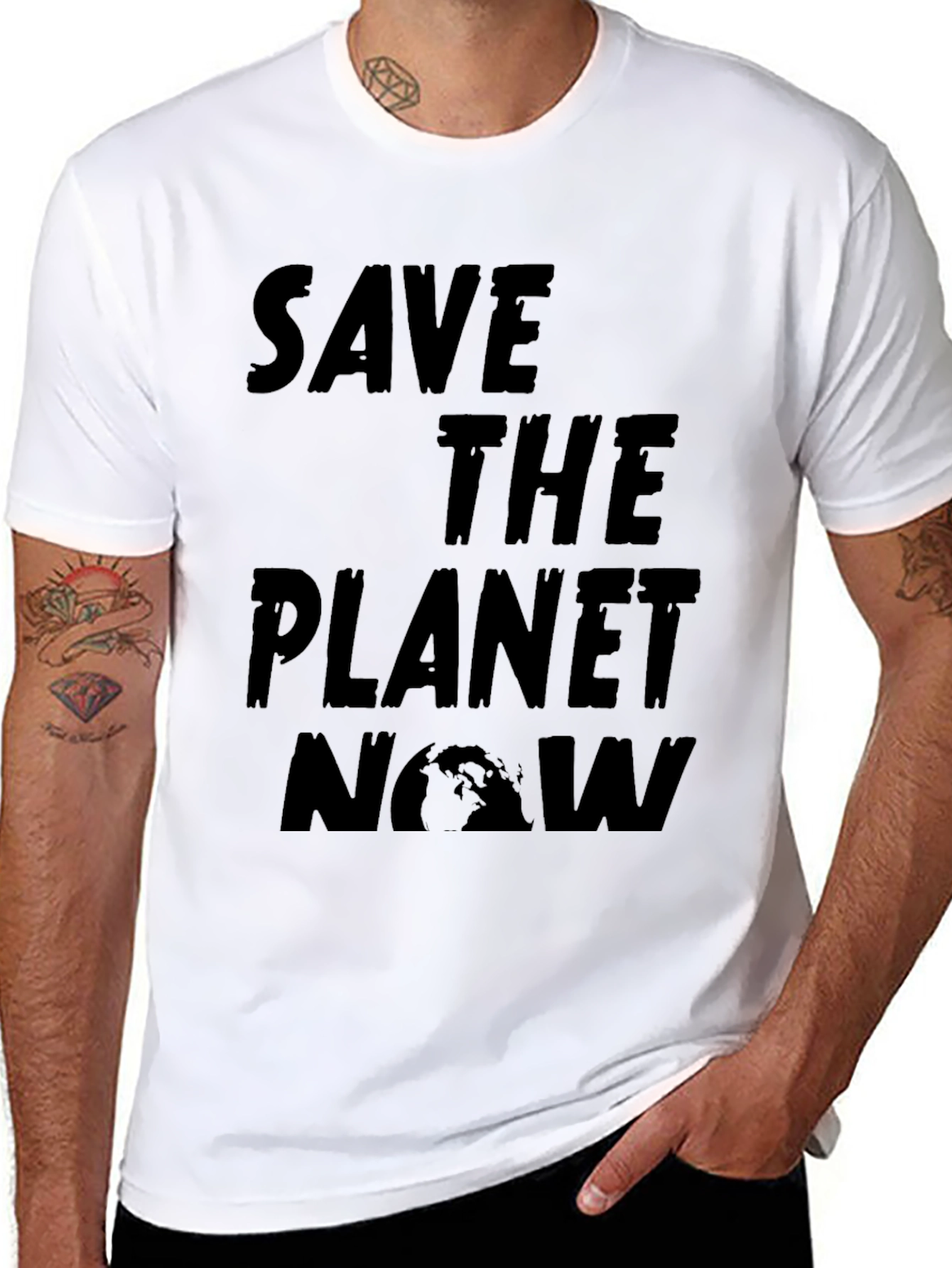Save the Planet Now Black Graphic Tee