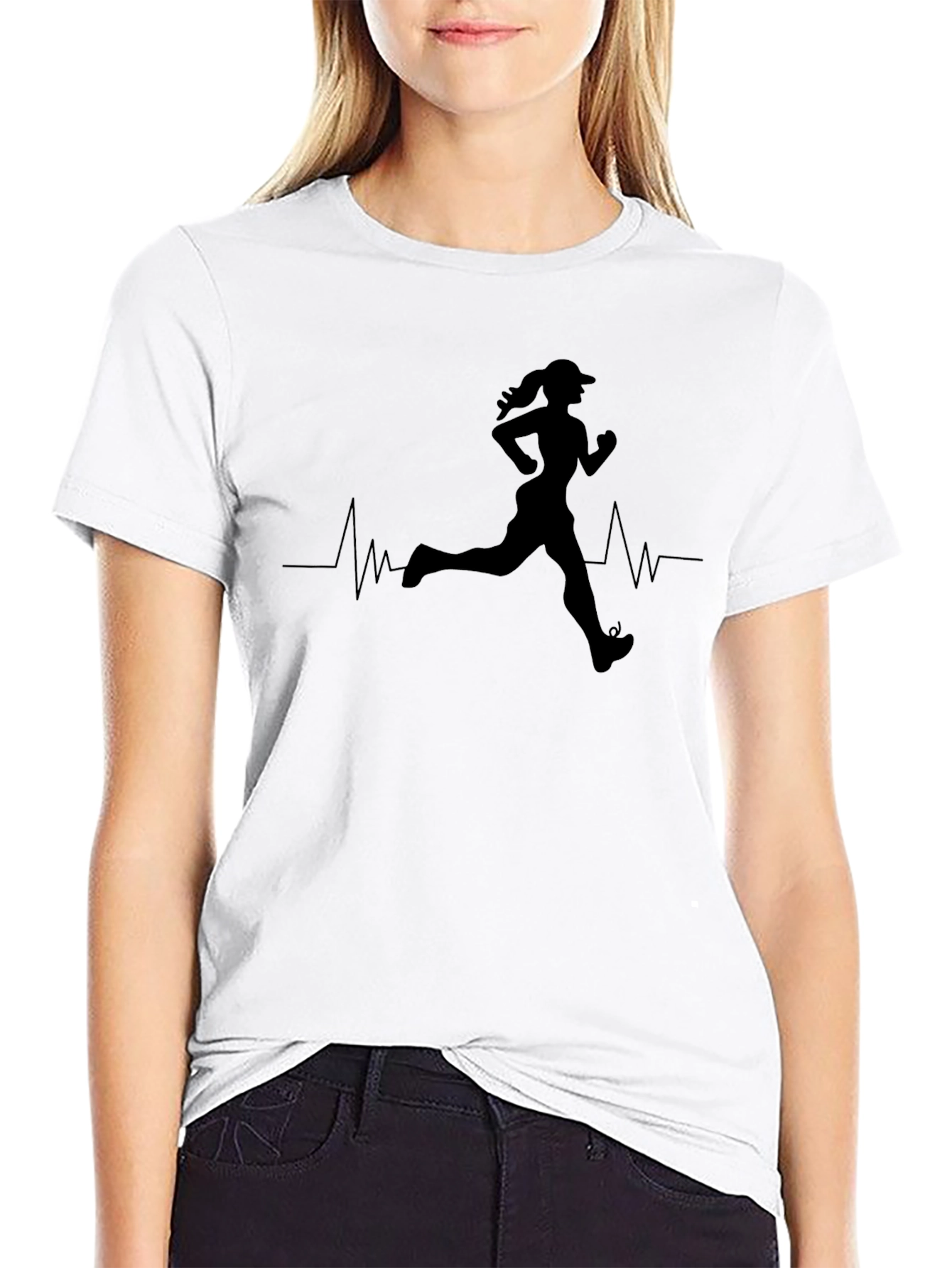 Running Heartbeat Black T-Shirt