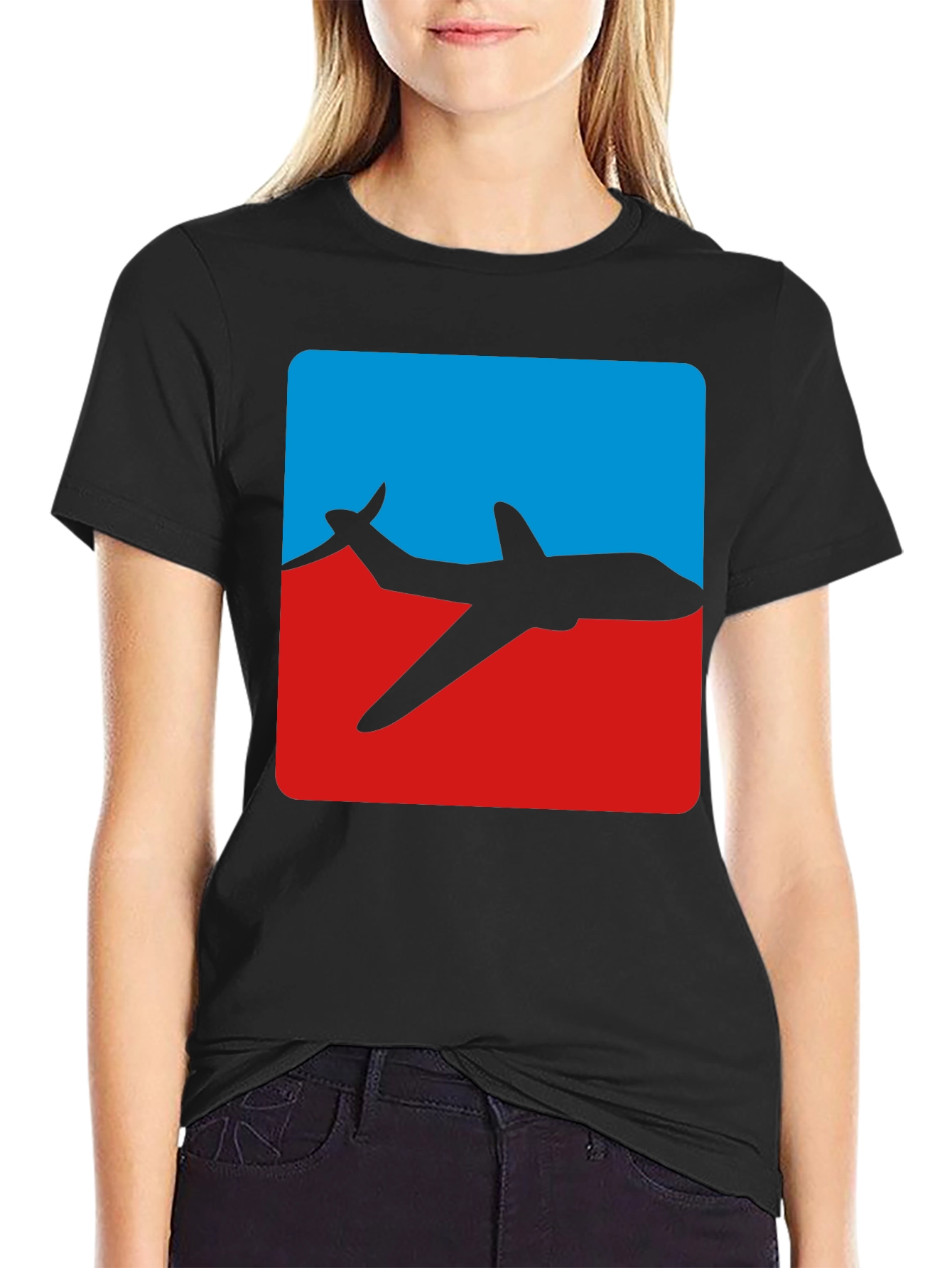 Airplane Graphic Tee - Blue & Red Jet Design