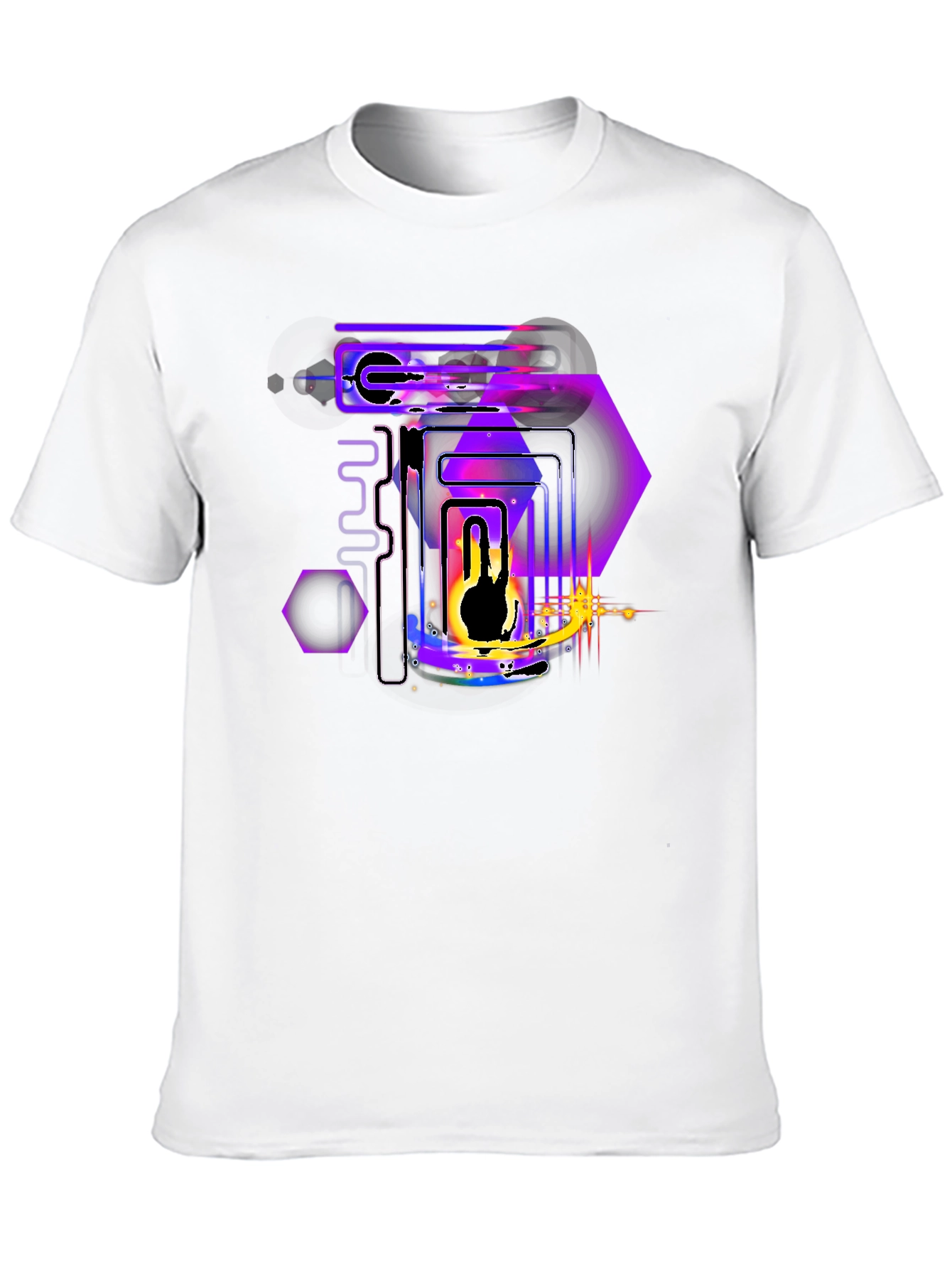 Abstract Neon Graphic Print Black T-Shirt