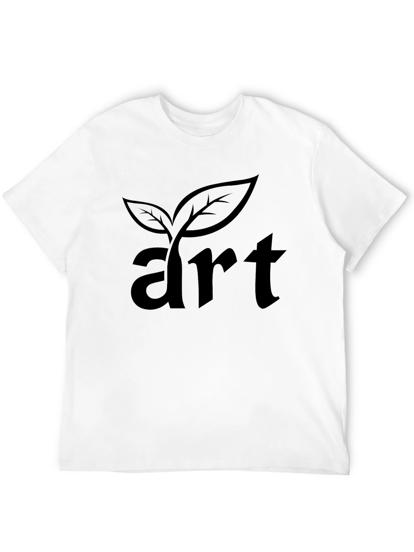 Art Plant Graphic Tee - Black Cotton Casual Shirt