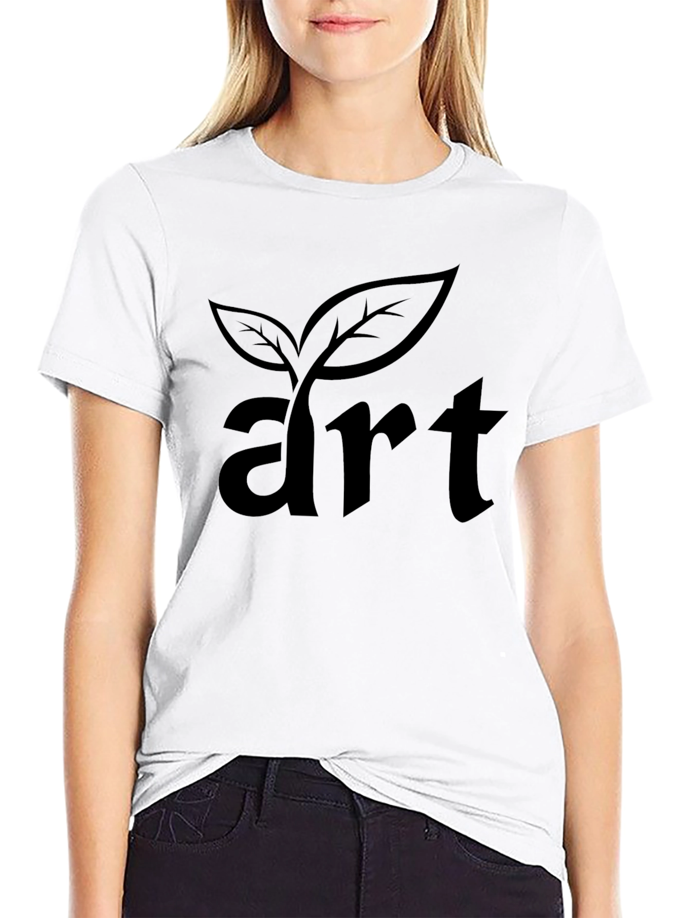 Art Plant Graphic Tee - Black Cotton Casual Shirt