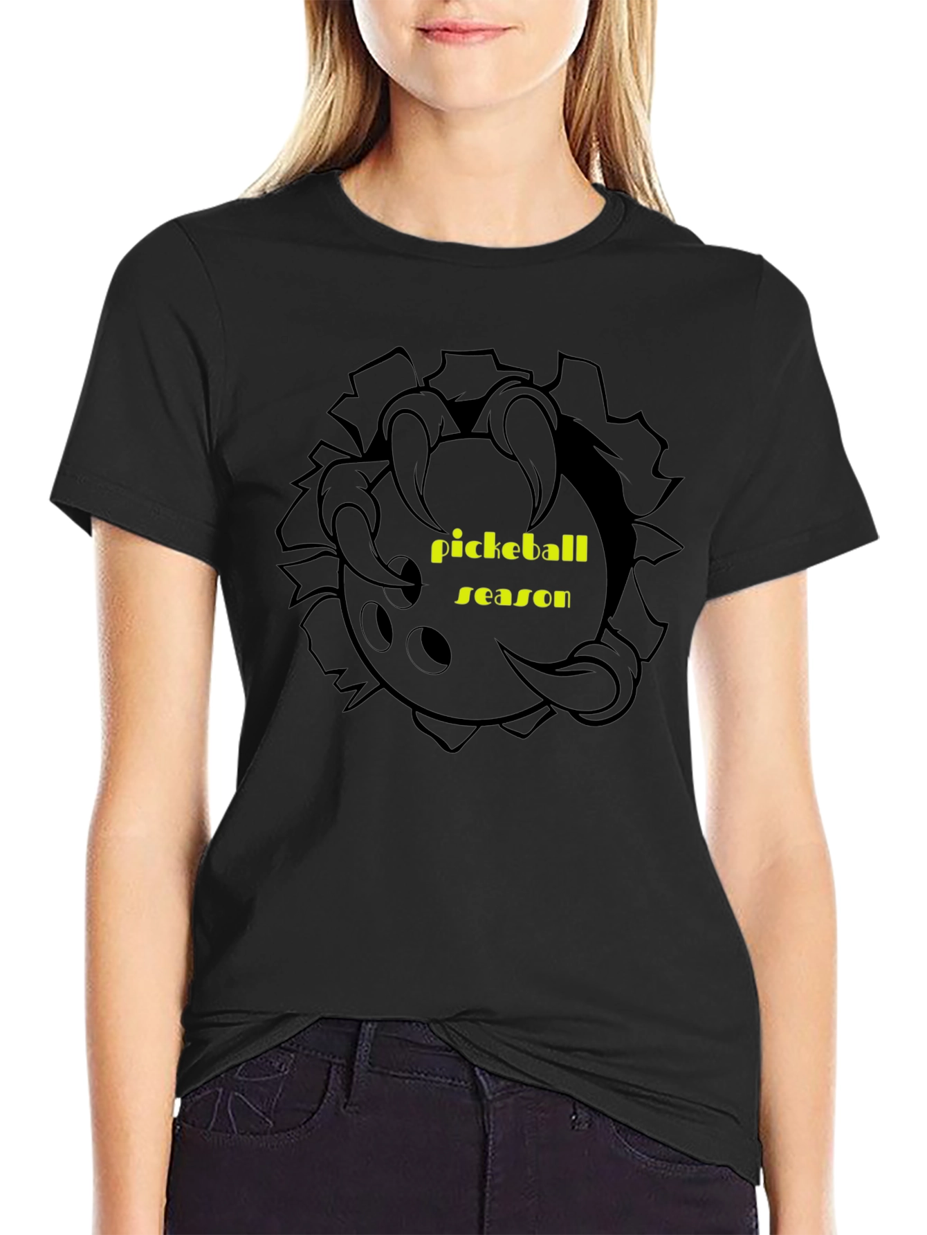 Pickleball Season Black Graphic T-Shirt