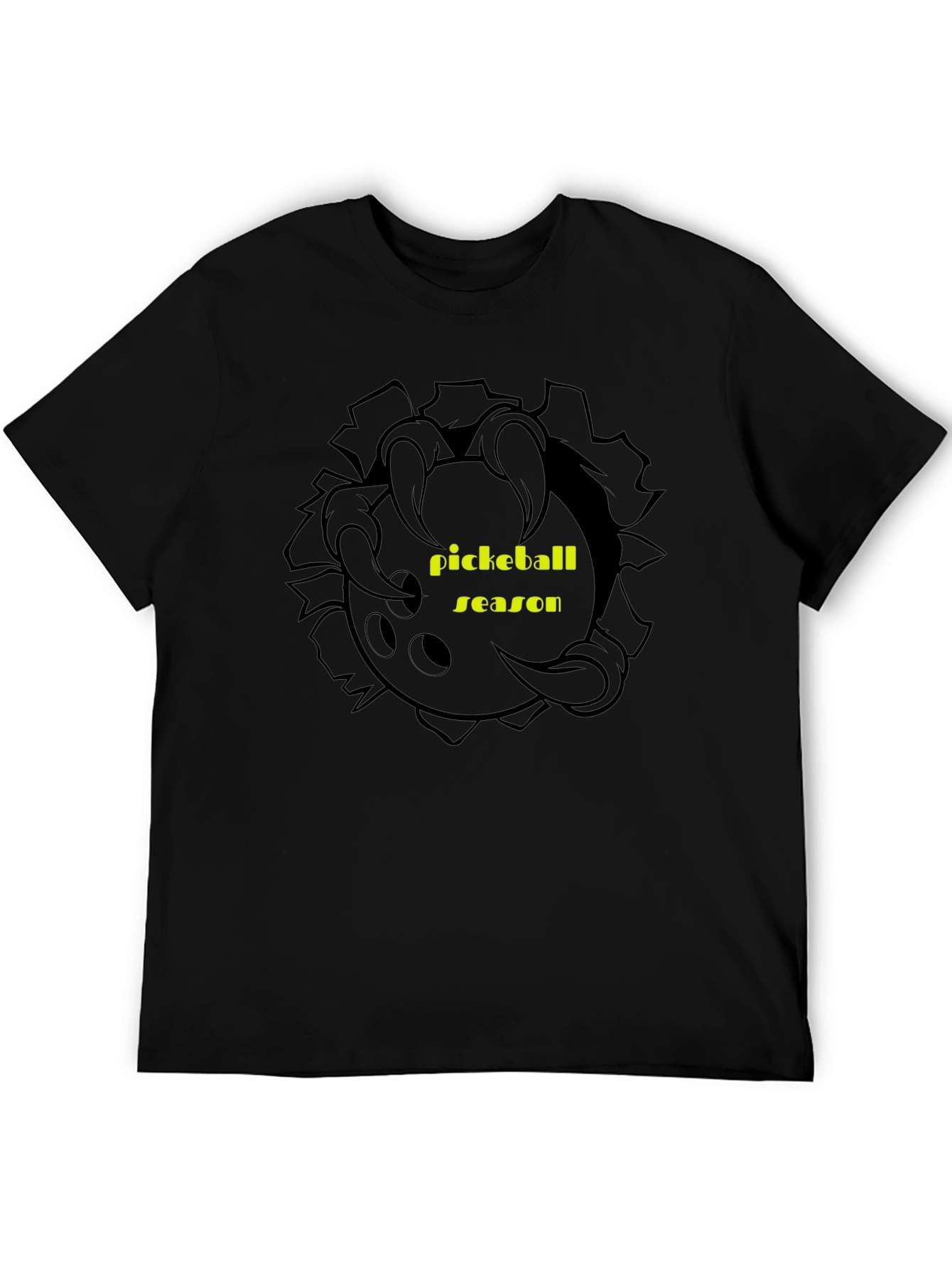 Pickleball Season Black Graphic T-Shirt