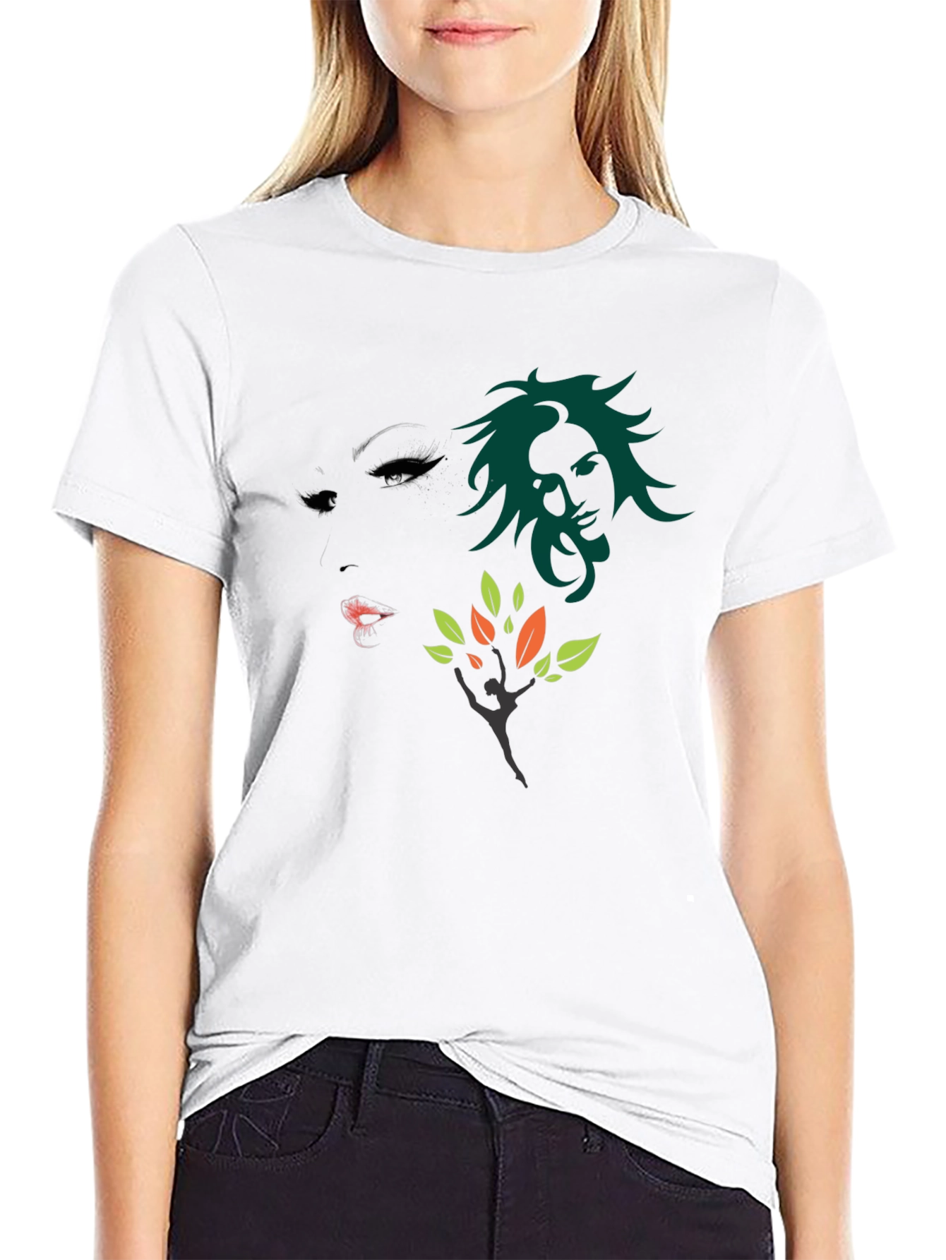 Artistic Graphic Print Black T-Shirt
