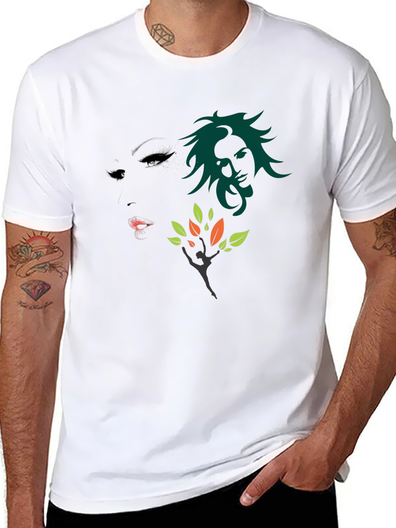 Artistic Graphic Print Black T-Shirt