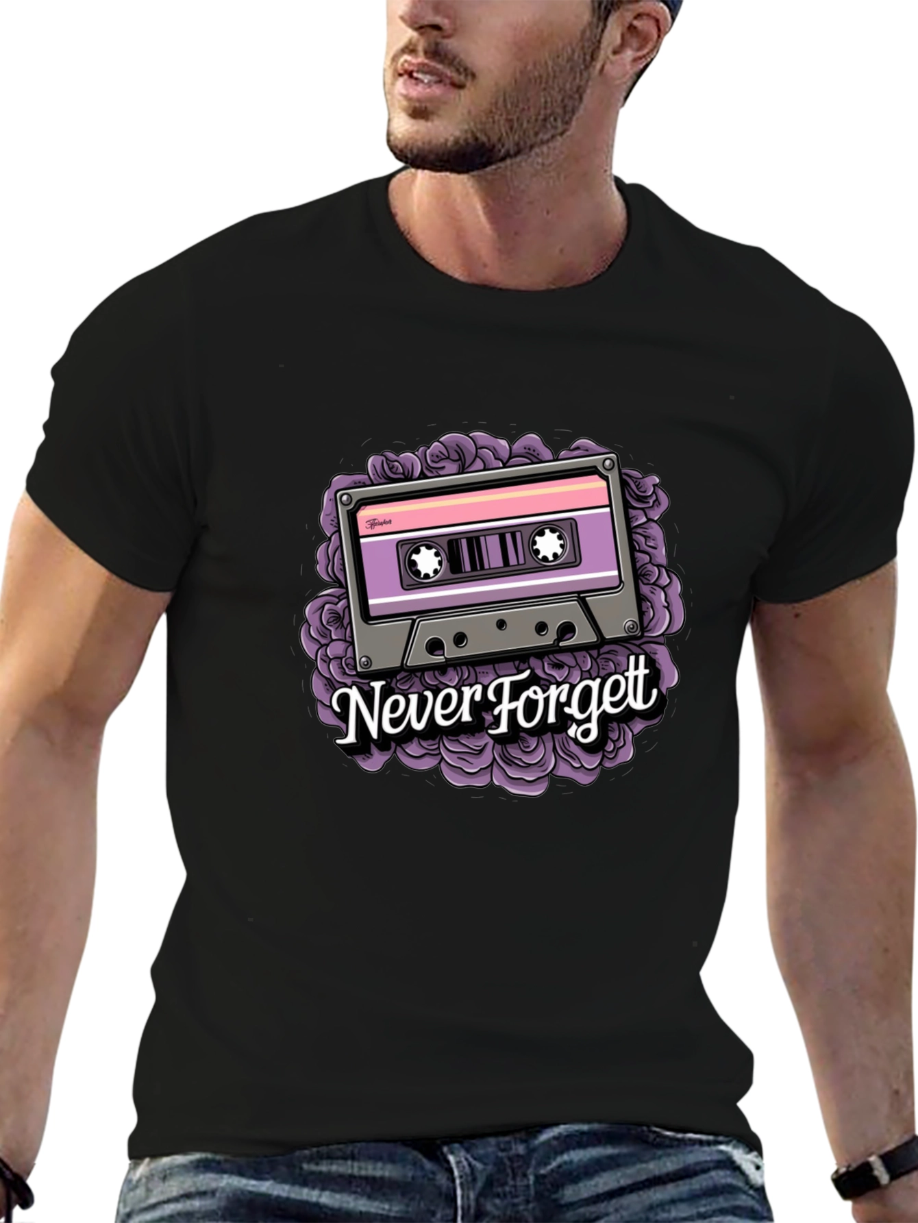 Retro Cassette Tape Graphic T-Shirt - Never Forget