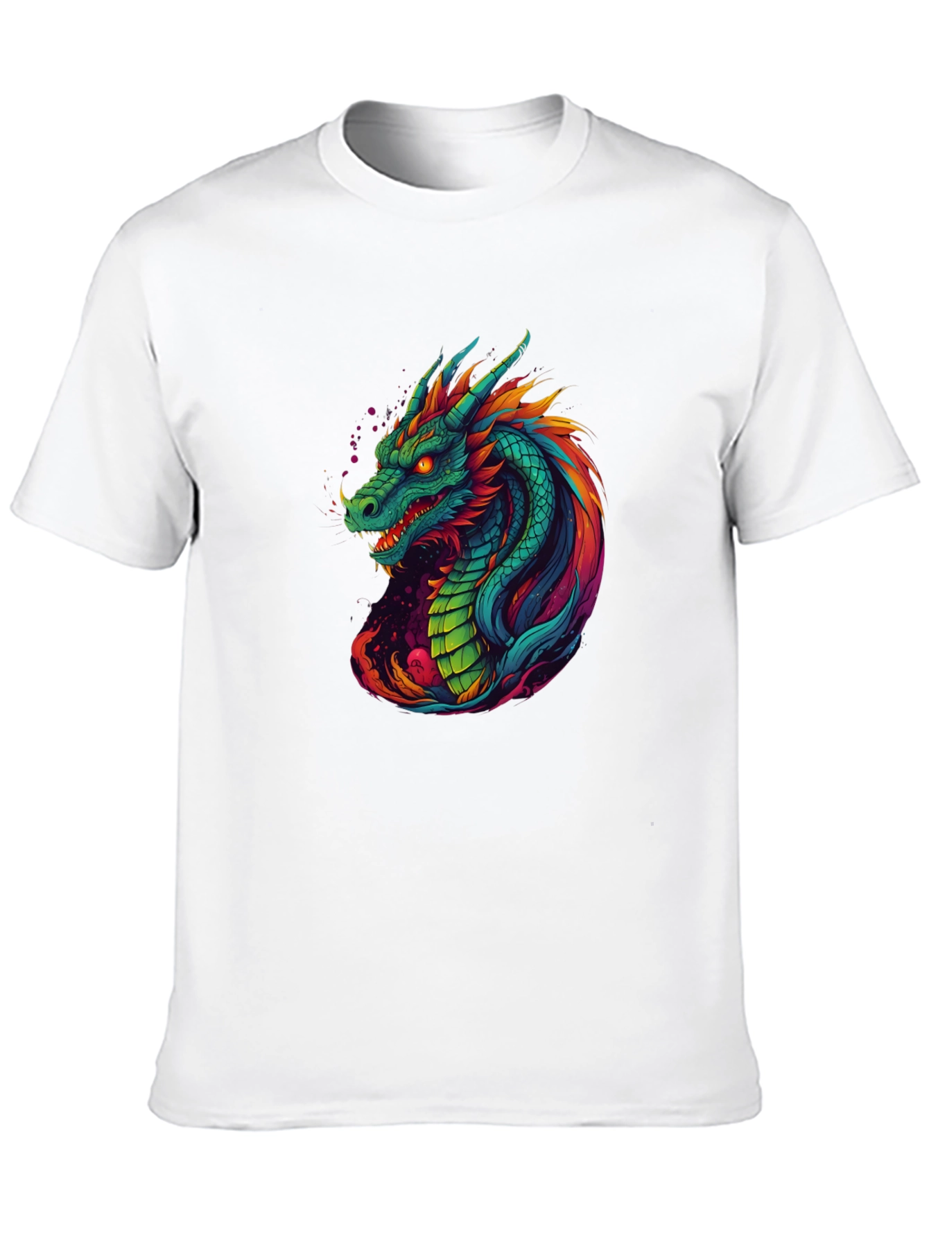 Vibrant Dragon Graphic Tee - Cool Mens T-Shirt