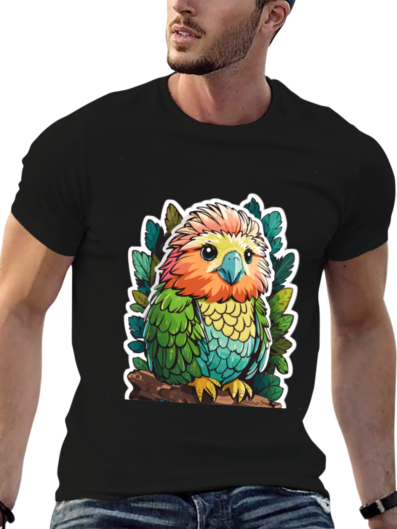 Cute Cartoon Parrot Graphic T-Shirt