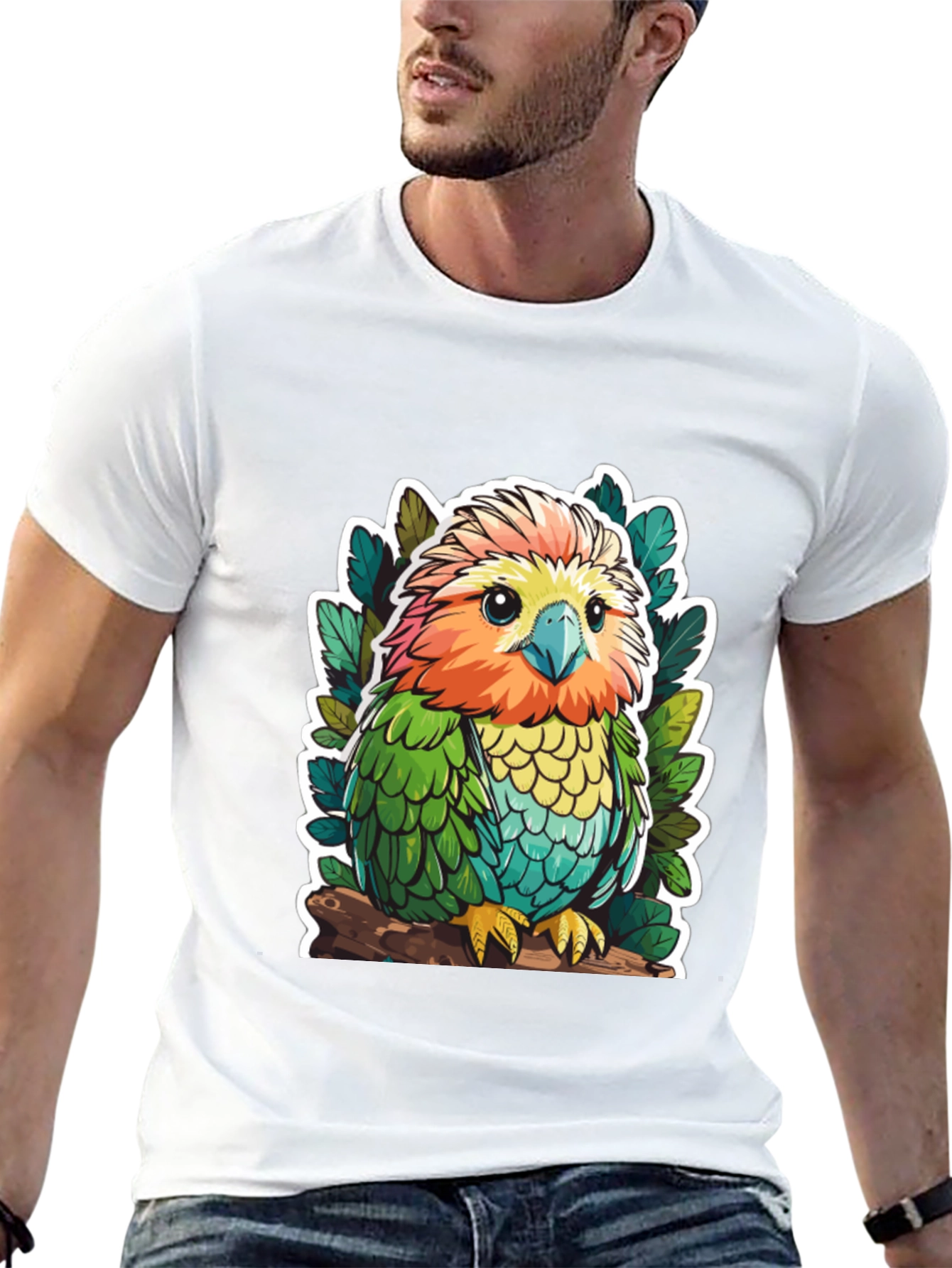 Cute Cartoon Parrot Graphic T-Shirt