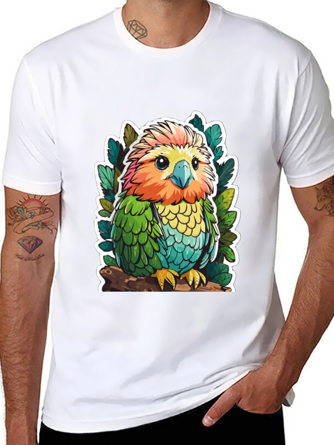 Cute Cartoon Parrot Graphic T-Shirt