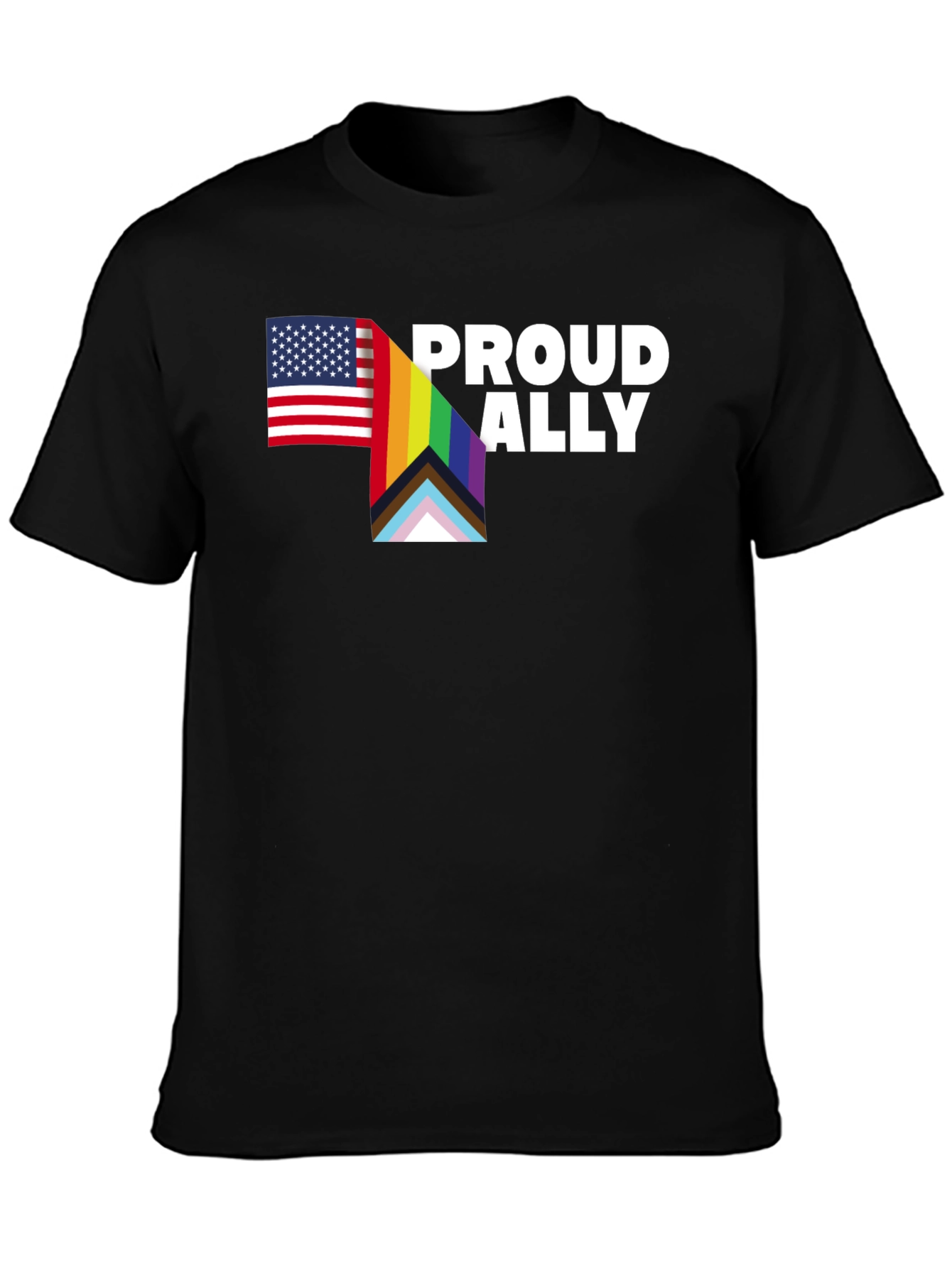 Proud Ally T-Shirt - LGBTQ+ Pride USA Flag Tee