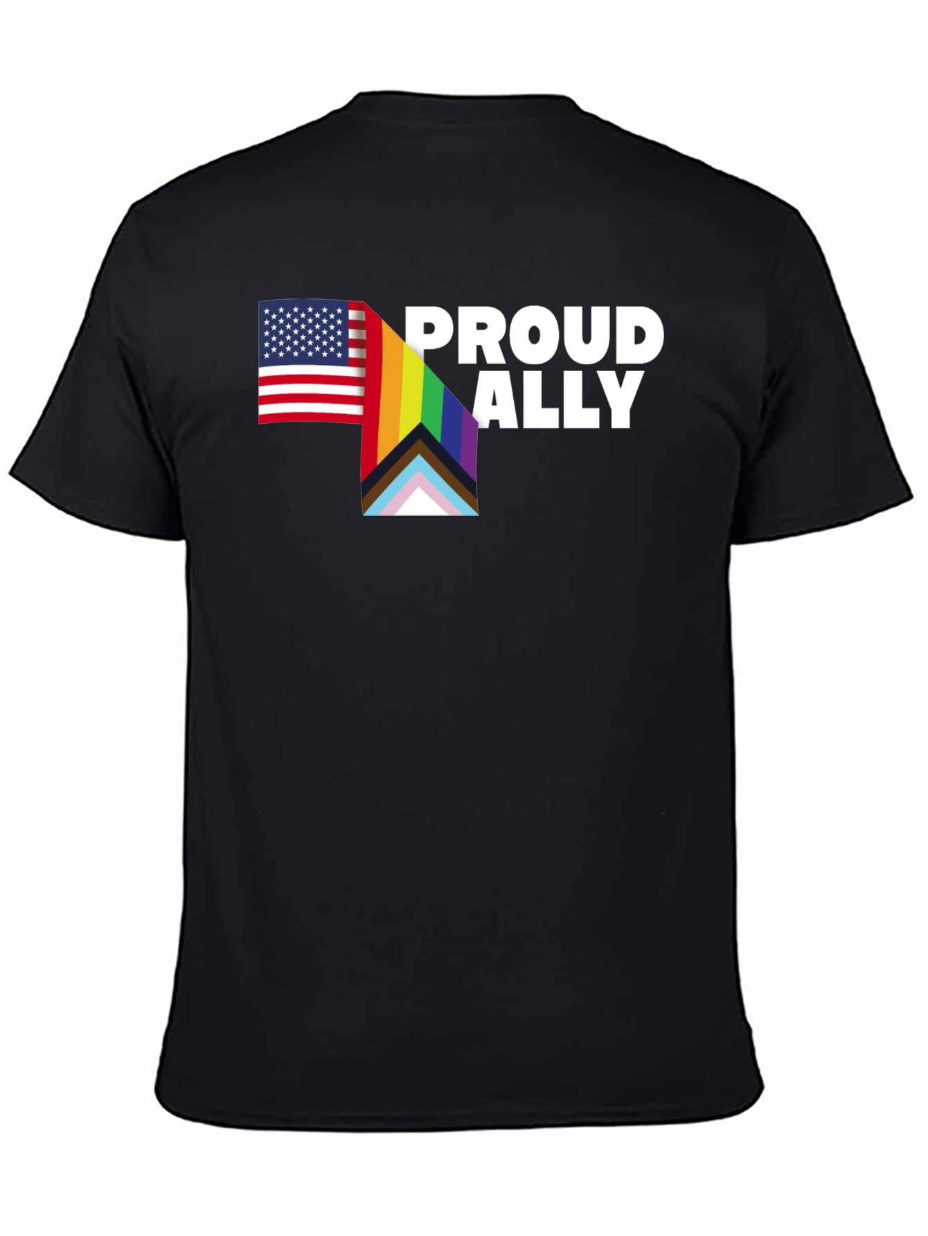 Proud Ally T-Shirt - LGBTQ+ Pride USA Flag Tee