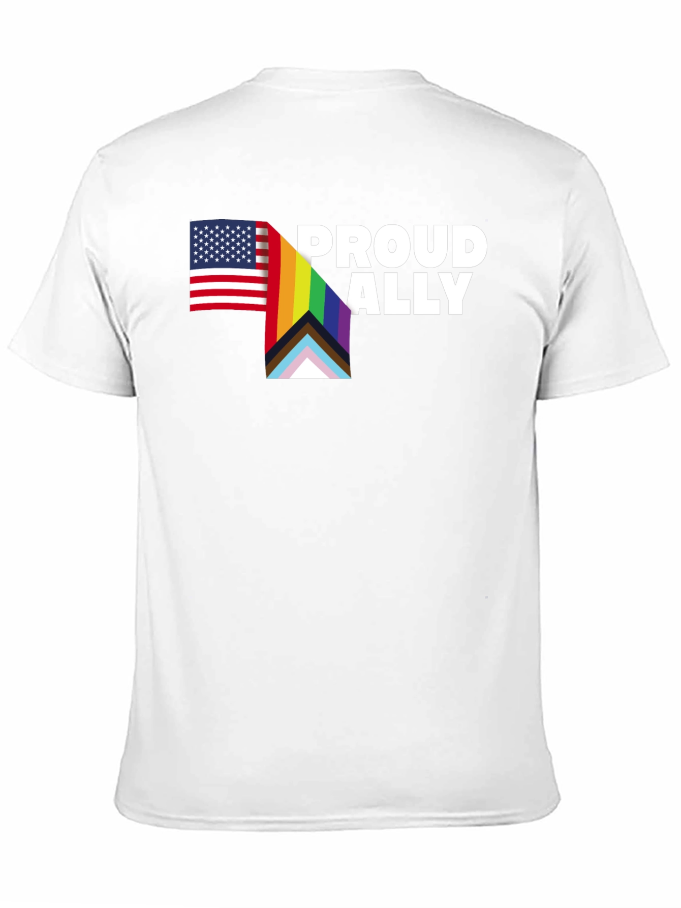 Proud Ally T-Shirt - LGBTQ+ Pride USA Flag Tee