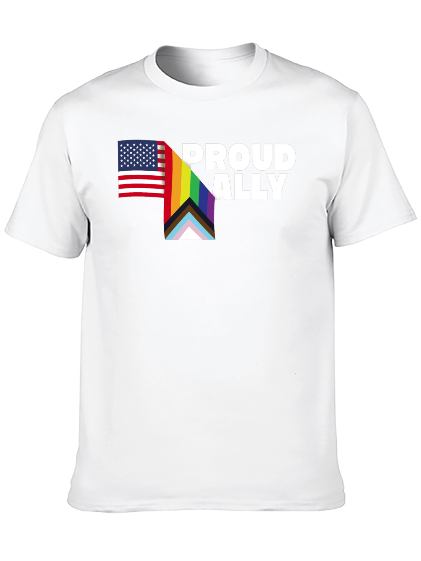 Proud Ally T-Shirt - LGBTQ+ Pride USA Flag Tee