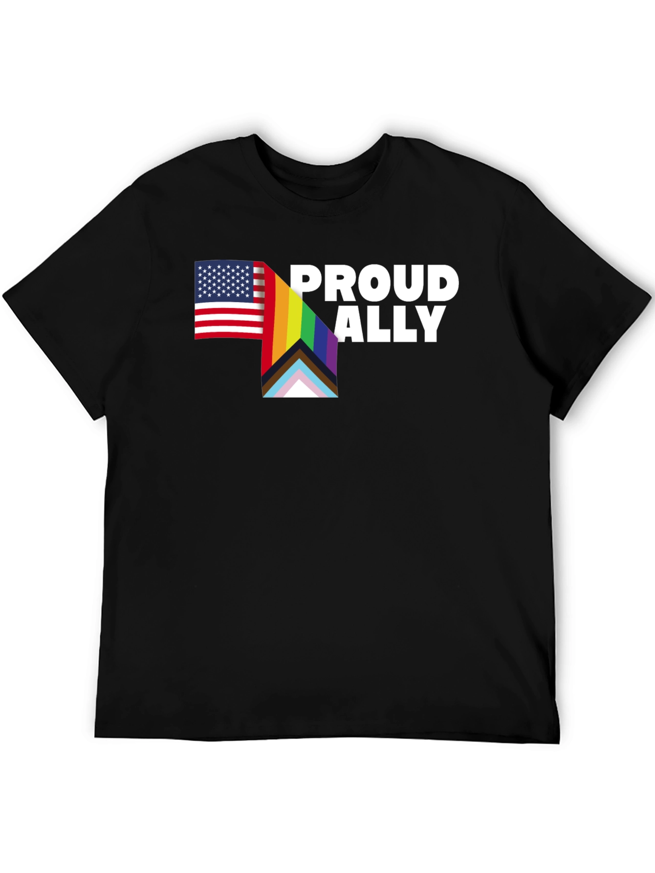 Proud Ally T-Shirt - LGBTQ+ Pride USA Flag Tee