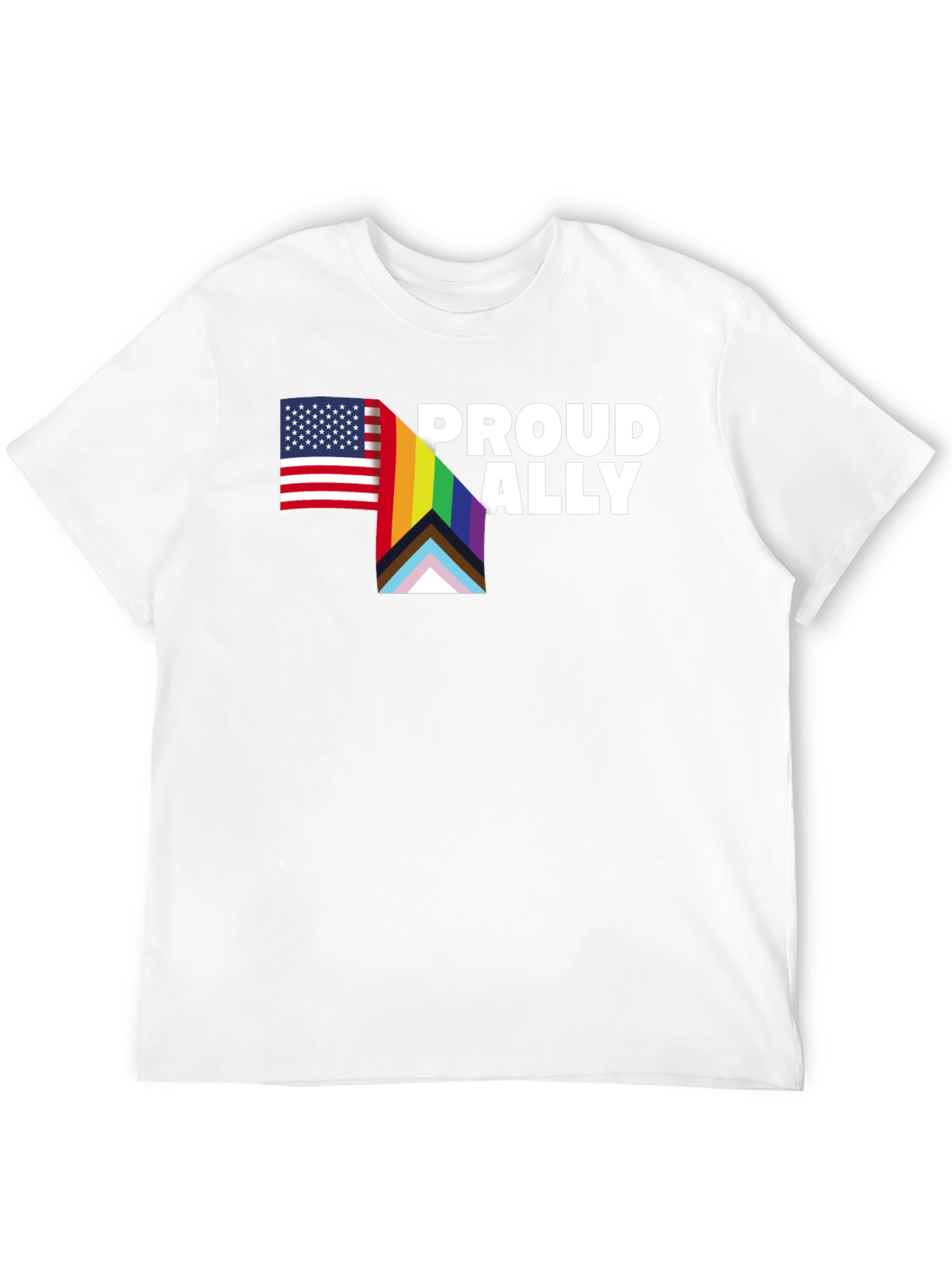Proud Ally T-Shirt - LGBTQ+ Pride USA Flag Tee