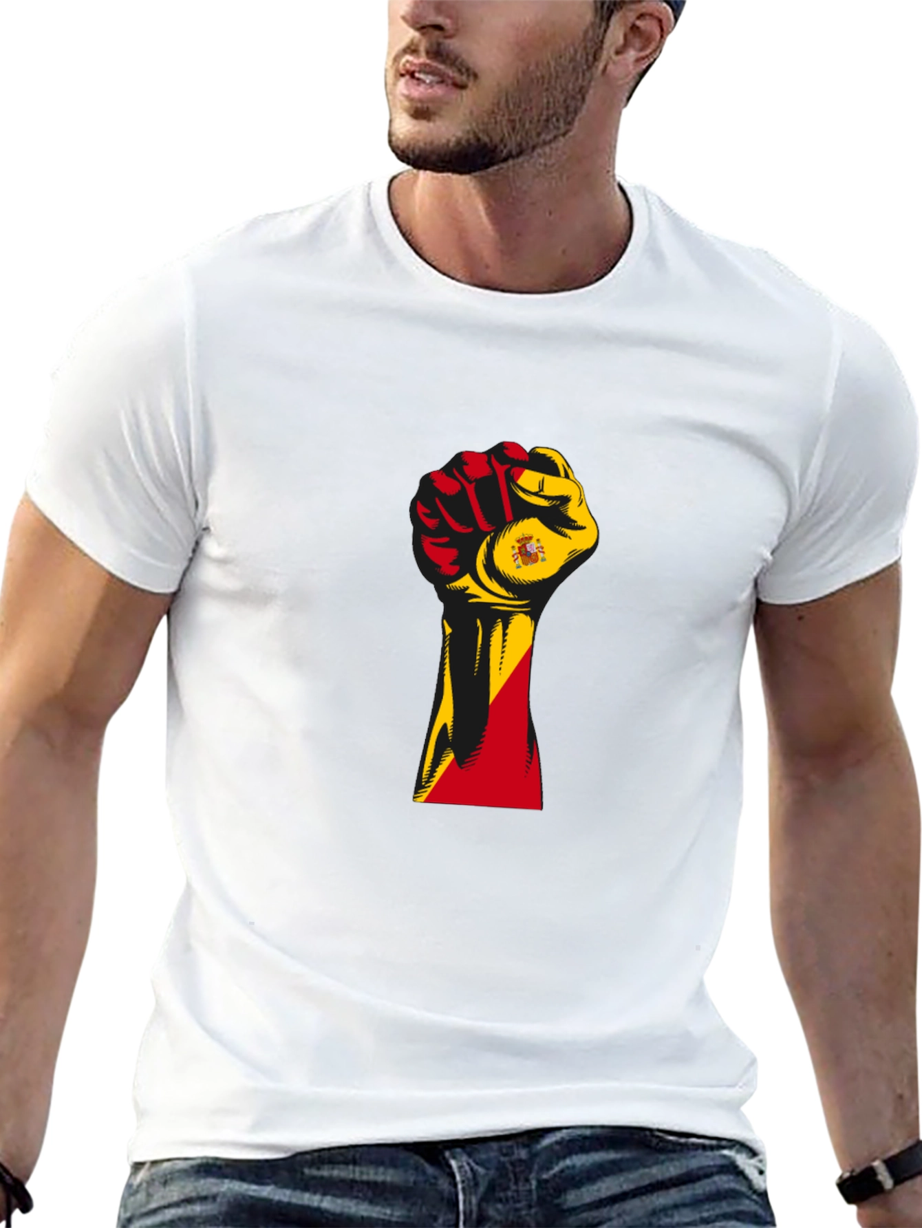 Spain Flag Fist T-Shirt - Black Pride Tee