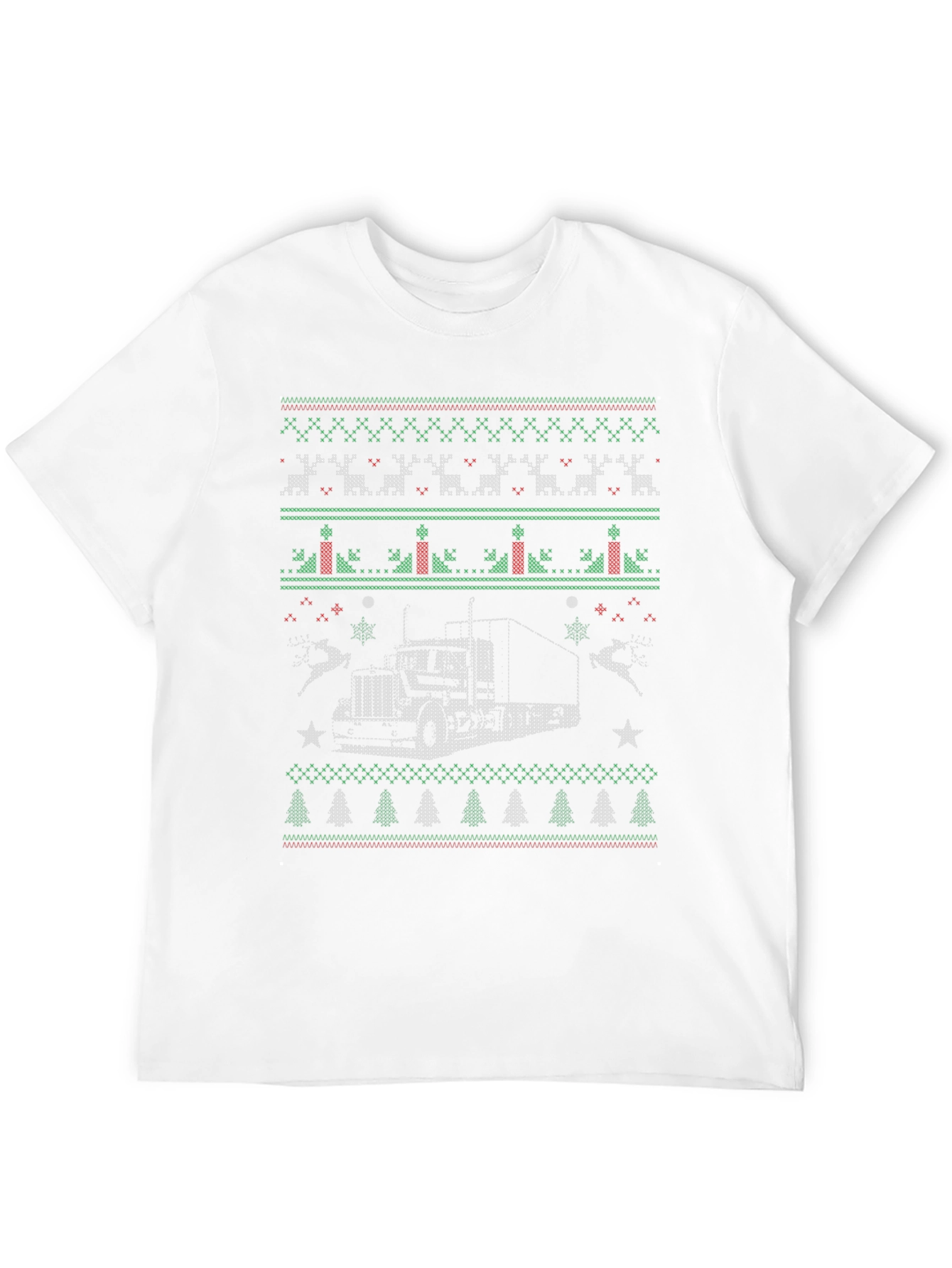 Trucker Christmas Sweater Style T-Shirt