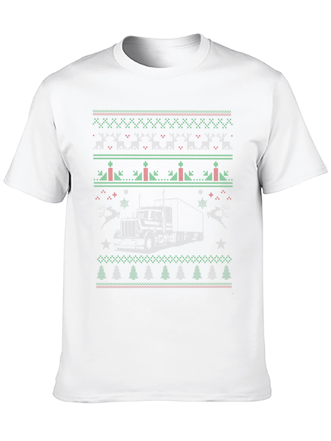 Trucker Christmas Sweater Style T-Shirt