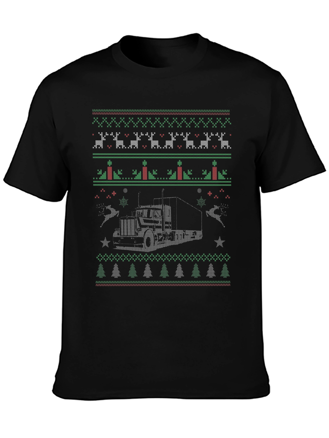 Trucker Christmas Sweater Style T-Shirt