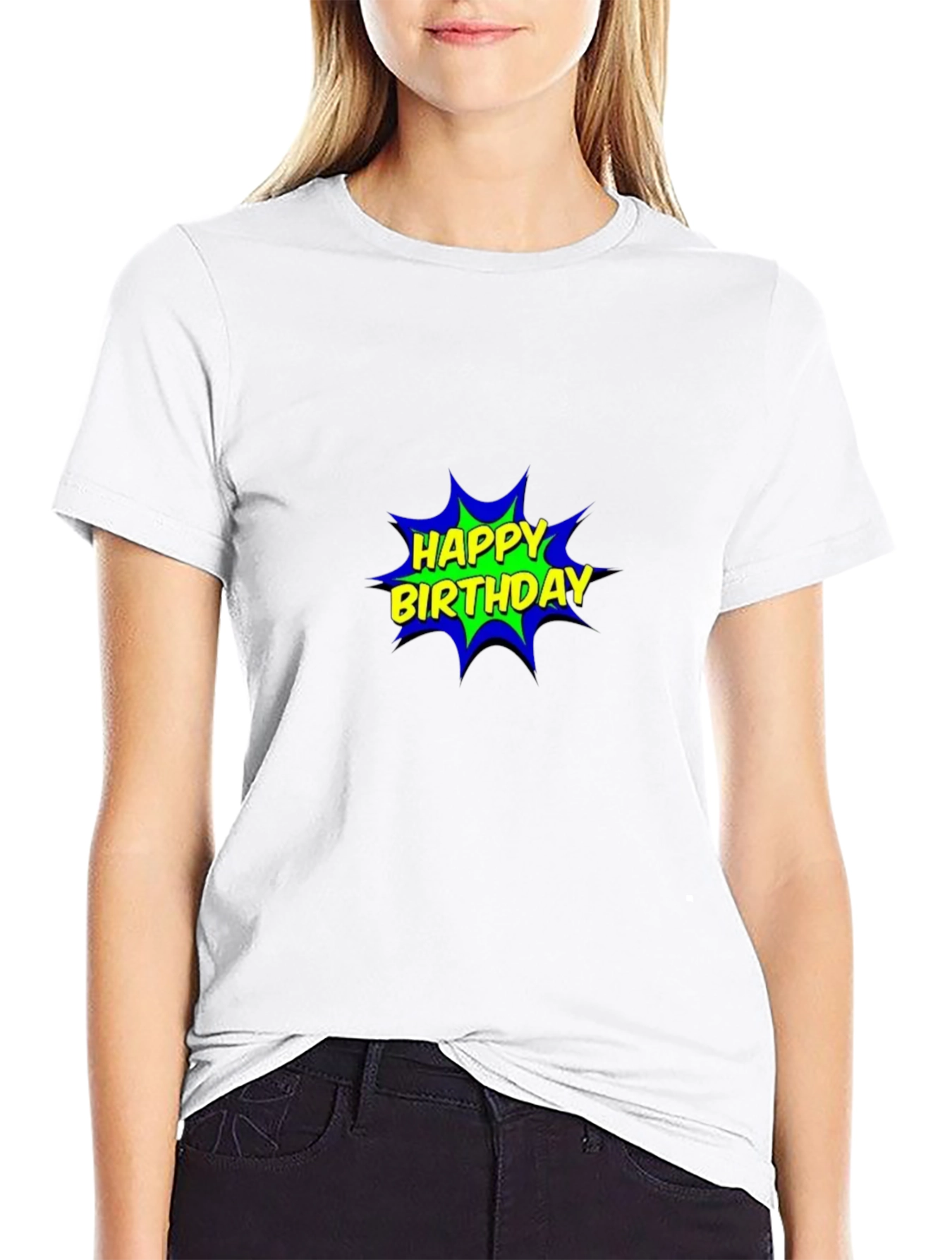 Happy Birthday Comic Graphic Black T-Shirt