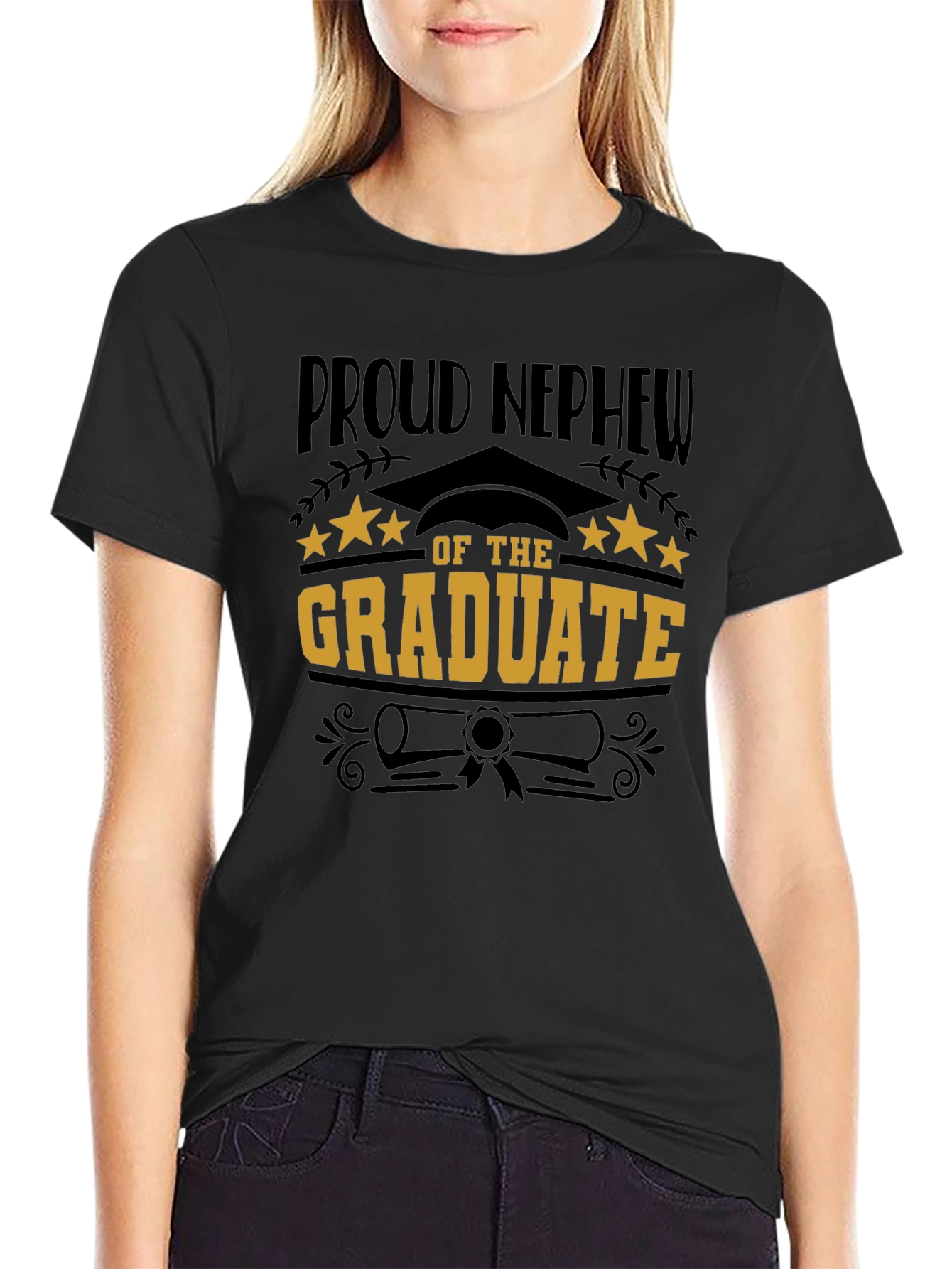 Proud Nephew of the Graduate Black T-Shirt
