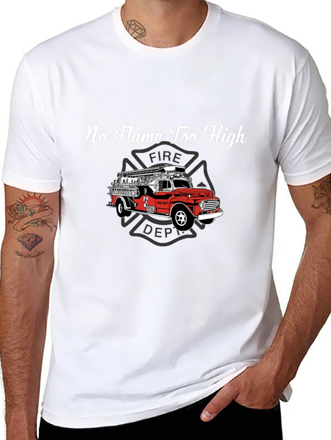 Firefighter Truck Graphic Tee - No Flame Too High