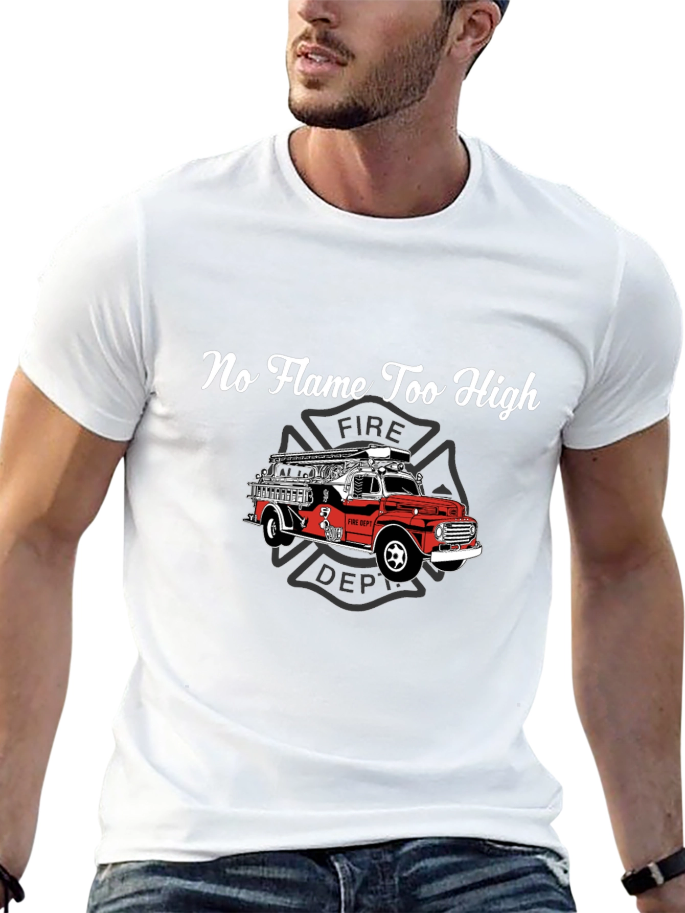 Firefighter Truck Graphic Tee - No Flame Too High