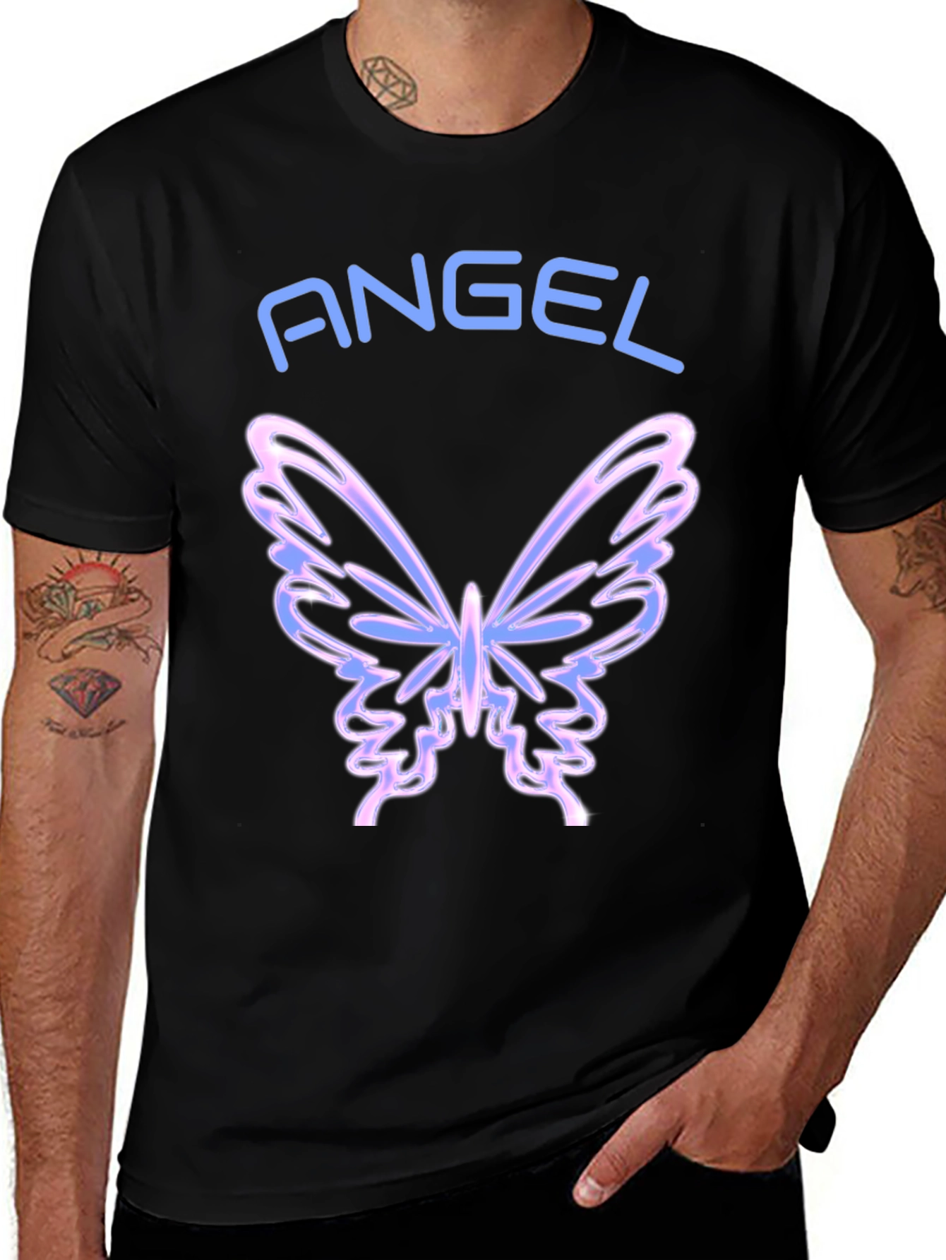 Angel Butterfly Graphic Tee - Black