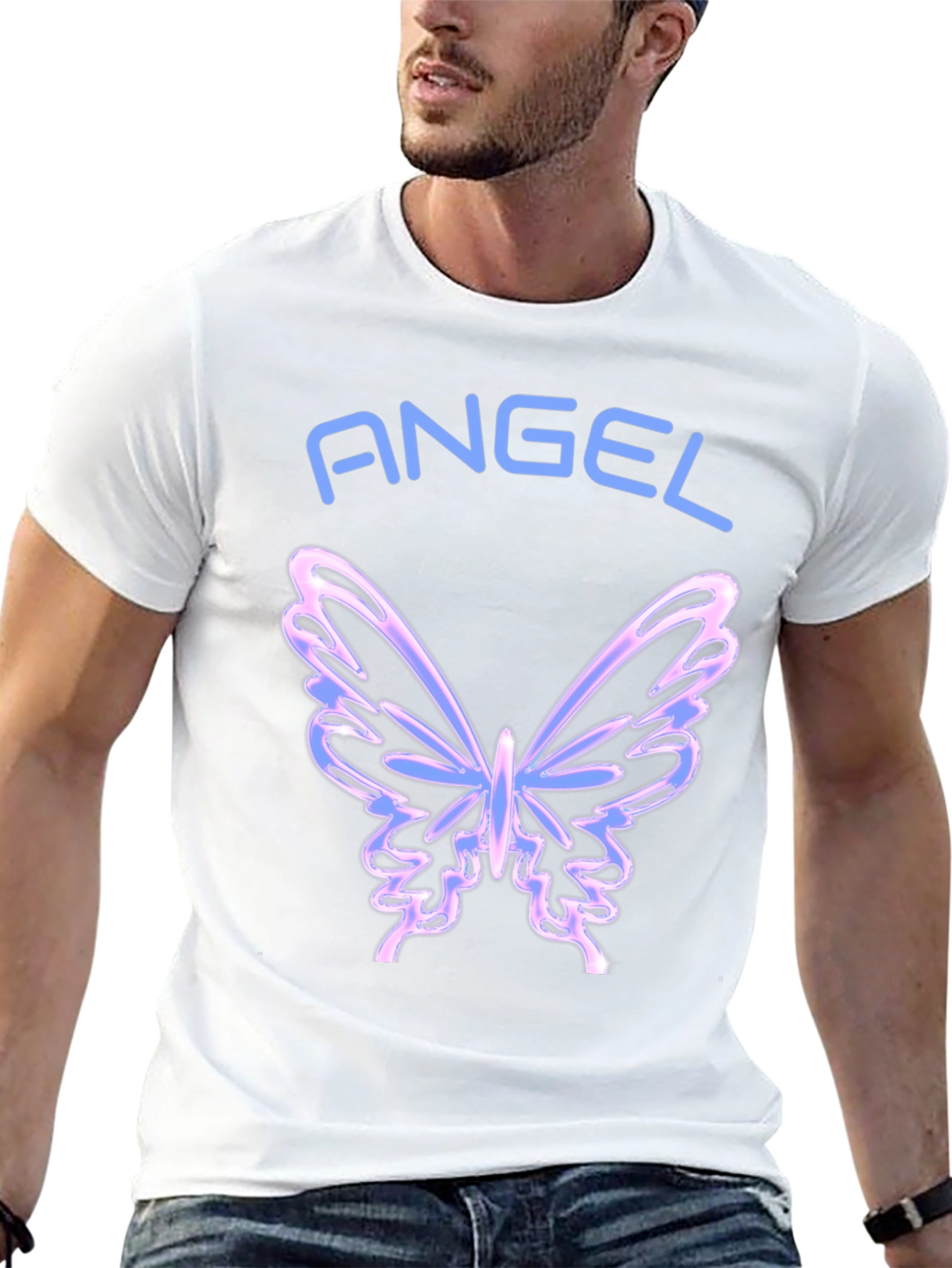 Angel Butterfly Graphic Tee - Black