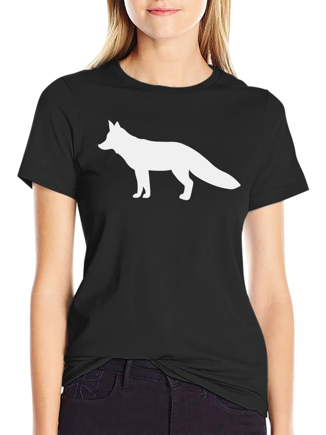 Fox Silhouette Graphic Tee - Black Cotton T-Shirt