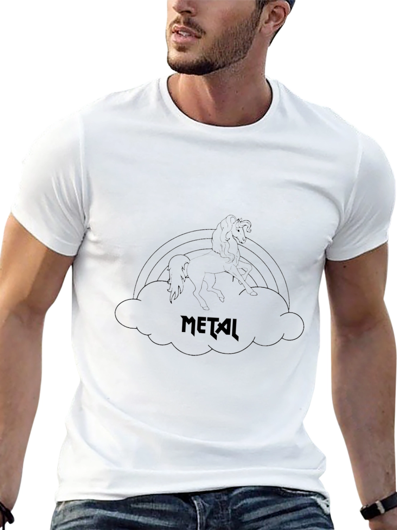 Metal Unicorn Rainbow Graphic Tee