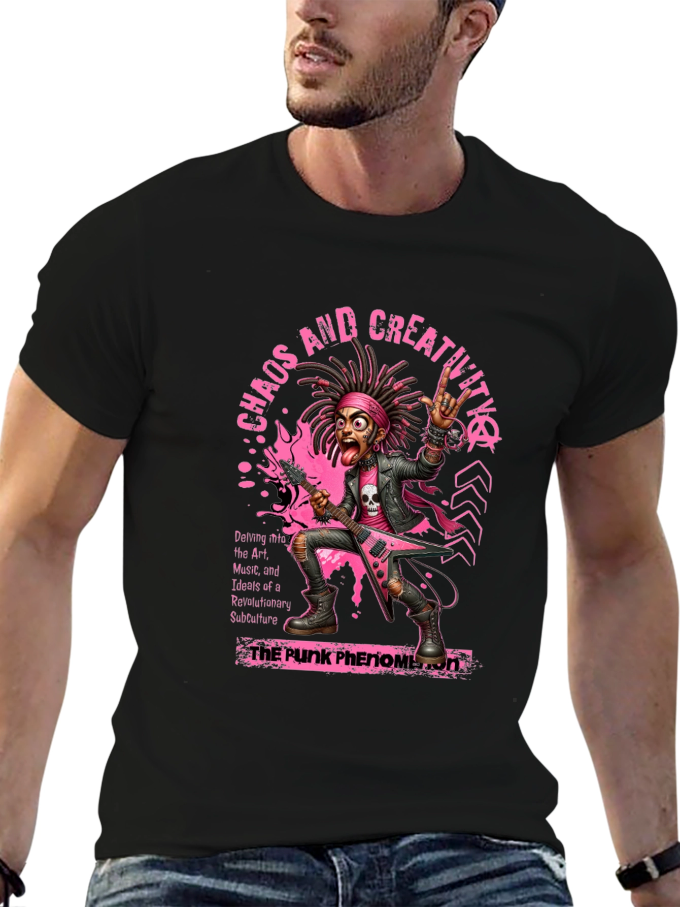 Chaos and Creativity Punk Graphic T-Shirt