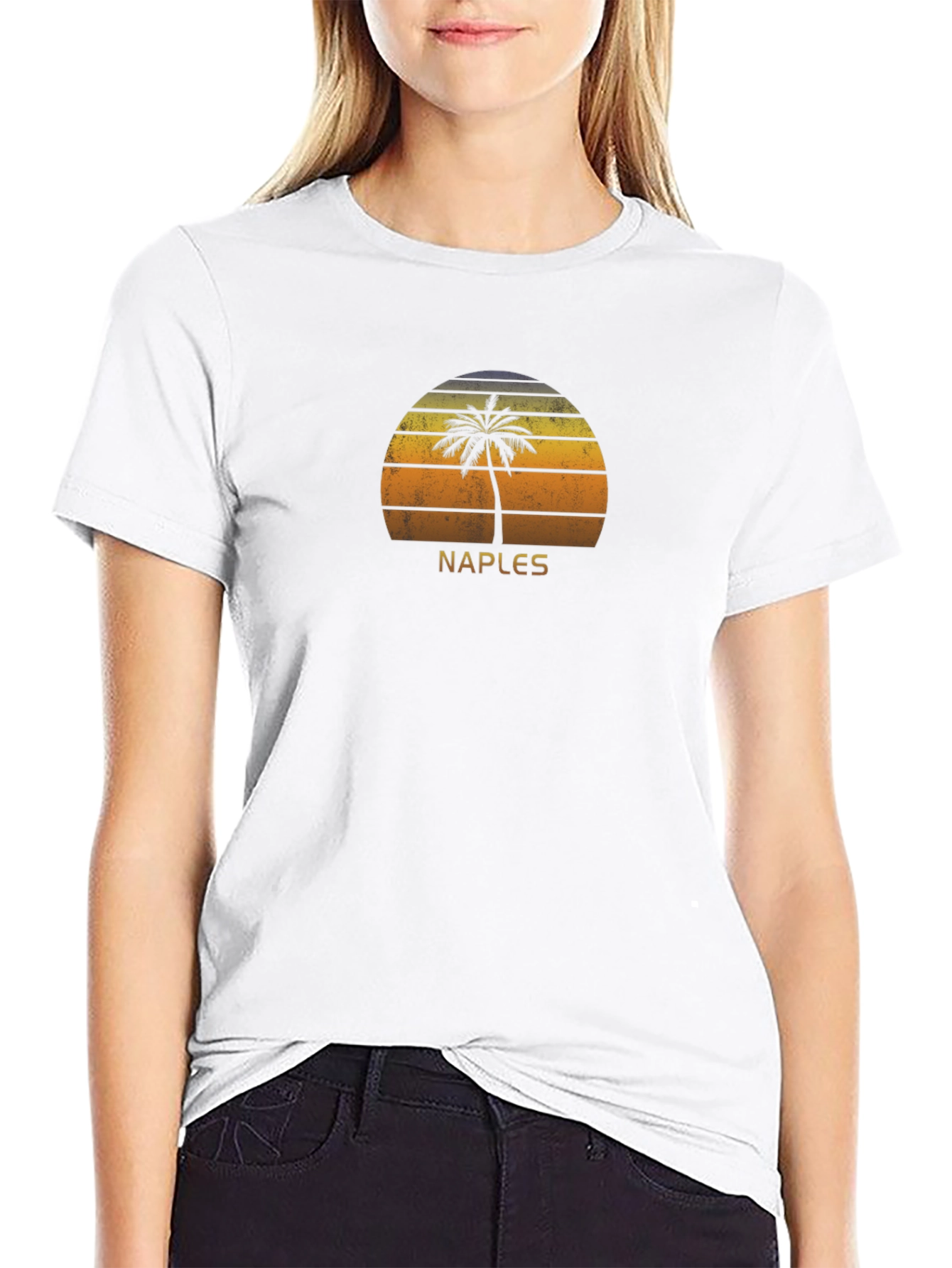 Naples Palm Tree Sunset Graphic Tee - Black