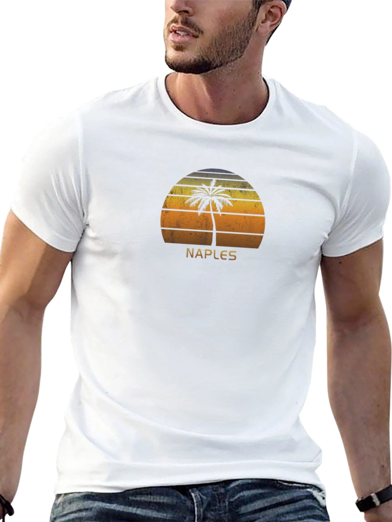 Naples Palm Tree Sunset Graphic Tee - Black