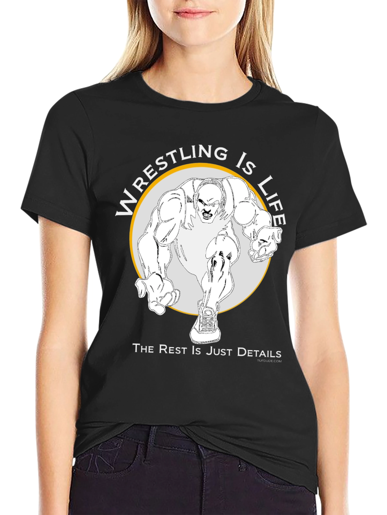 Wrestling Is Life Black Graphic Tee