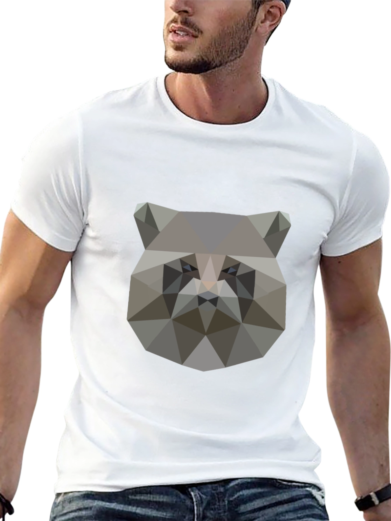 Geometric Raccoon Graphic Tee - Modern Style